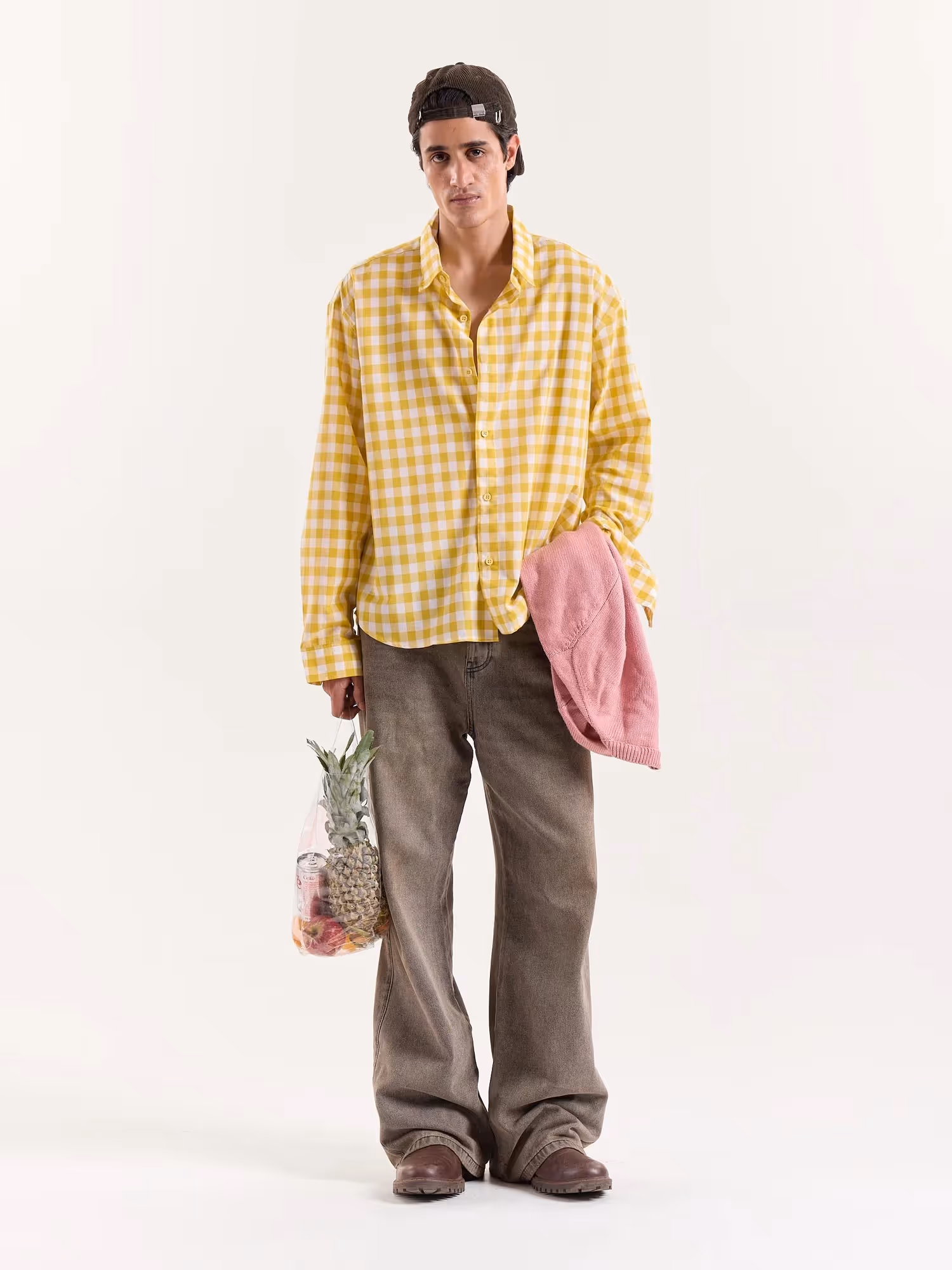 Yellow Gingham Cropped Shirt image 1