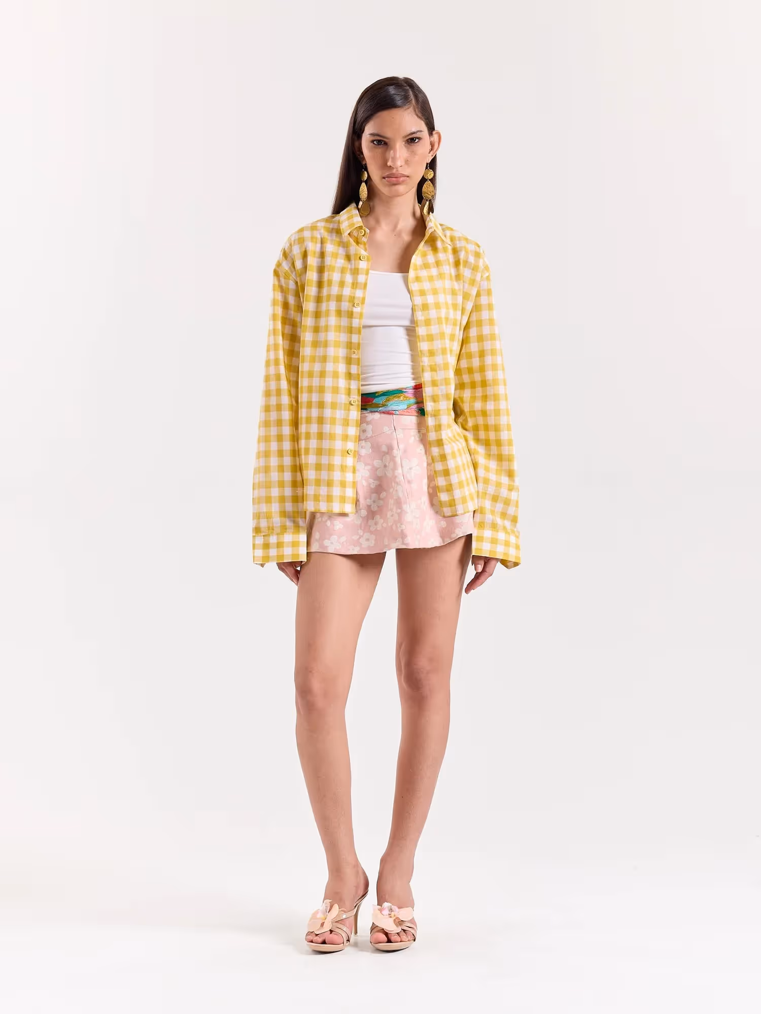 Yellow Gingham Cropped Shirt image 2