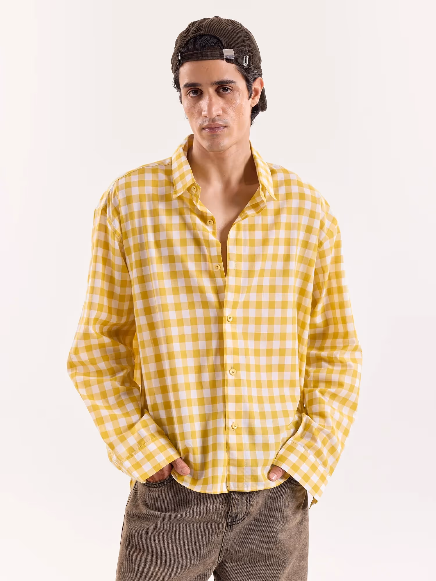 Yellow Gingham Cropped Shirt image 3