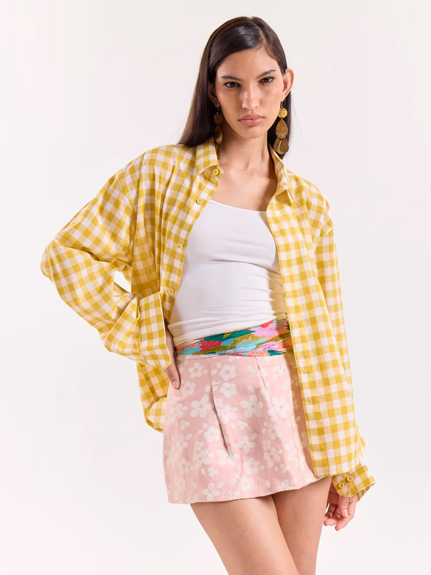 Yellow Gingham Cropped Shirt image 4
