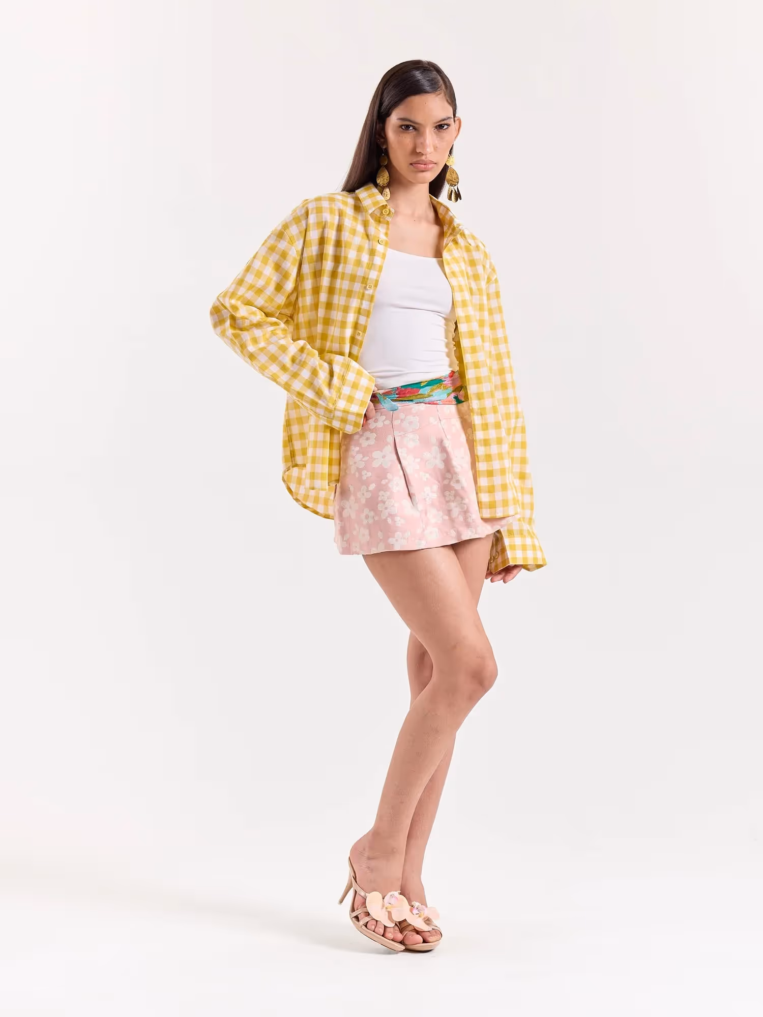 Yellow Gingham Cropped Shirt image 7