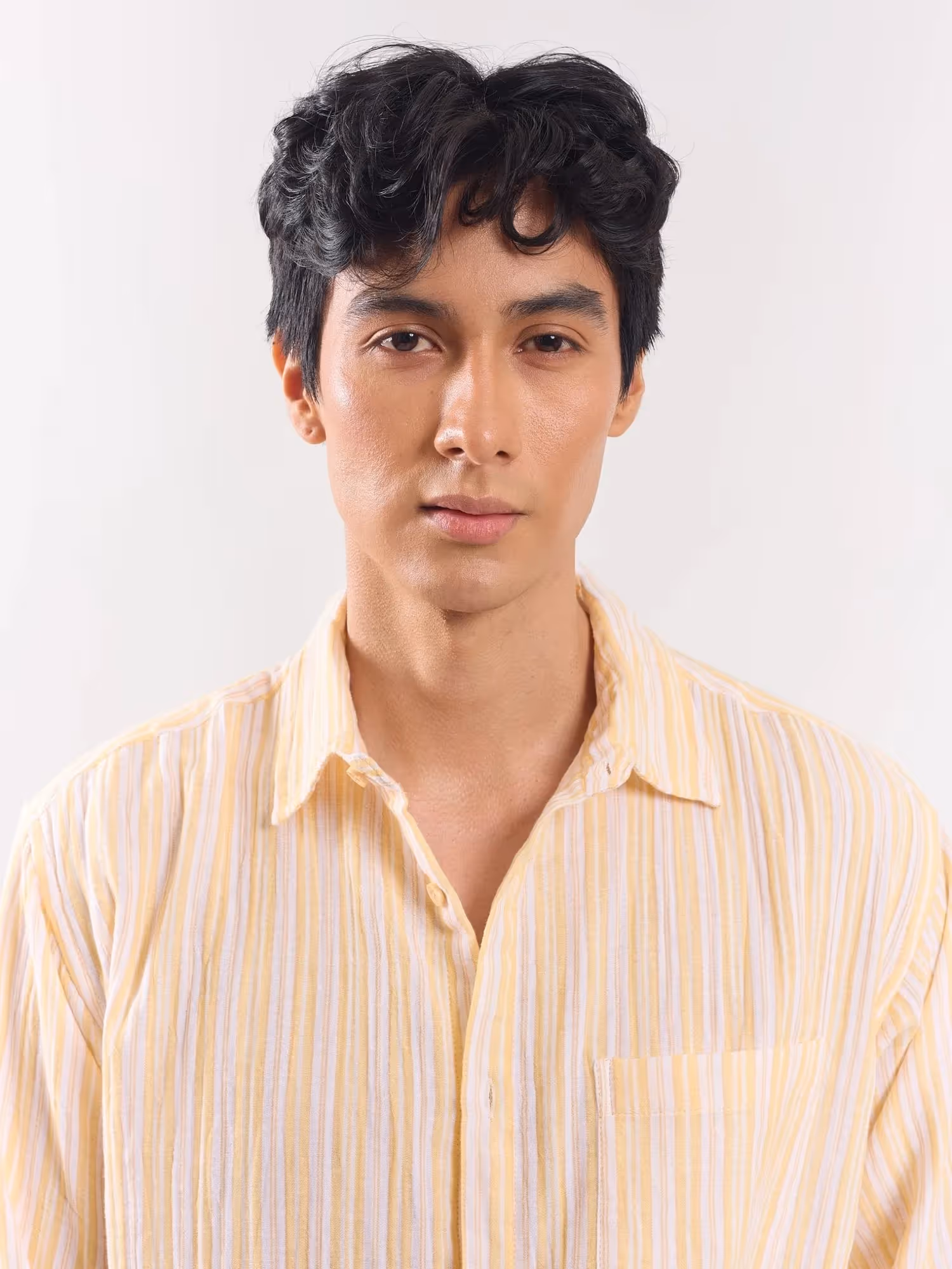 Yellow Striped Gauze Holiday Shirt image 3