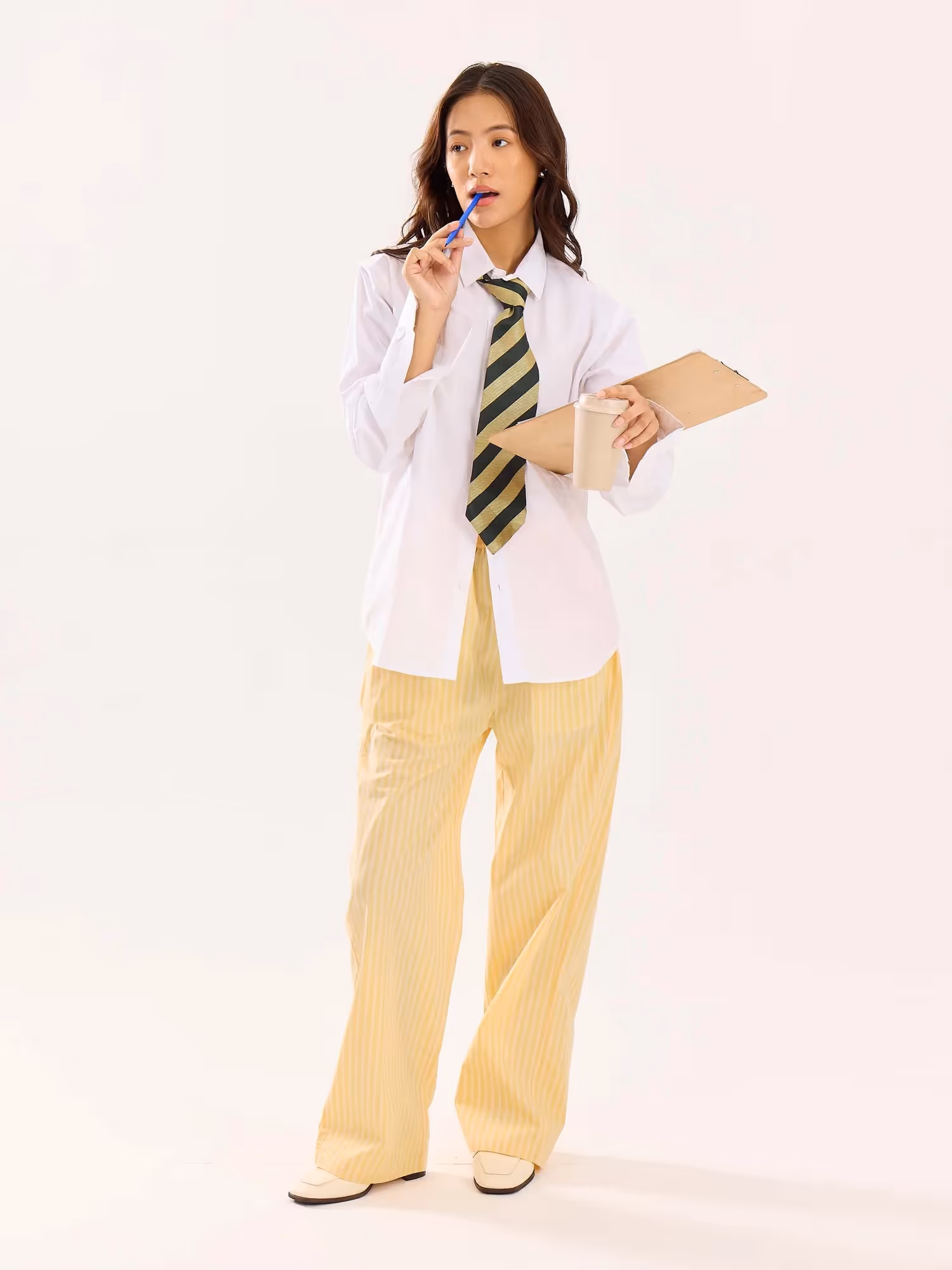Yellow Striped Poplin Pull-on Pants image 2