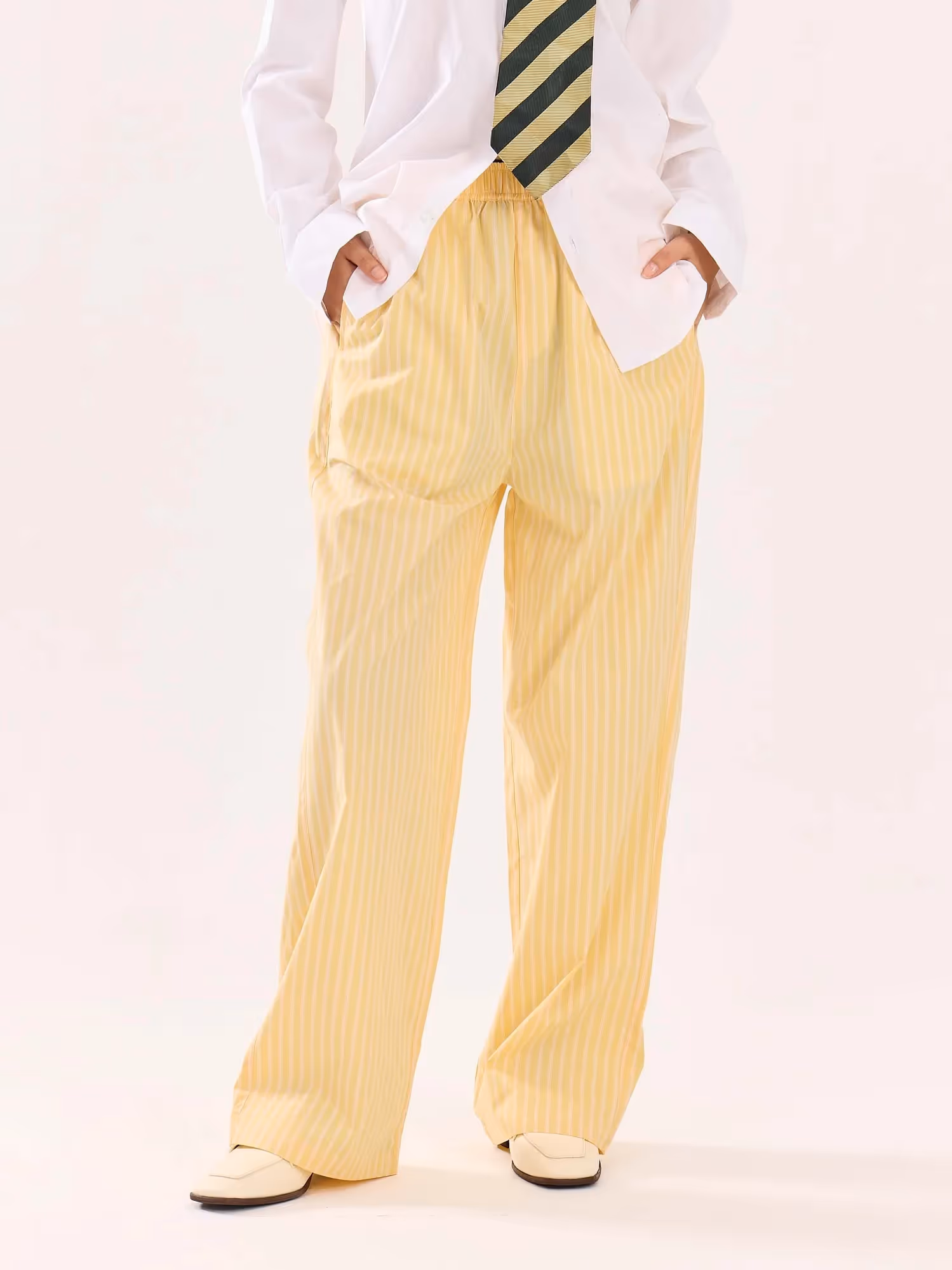 Yellow Striped Poplin Pull-on Pants image 4