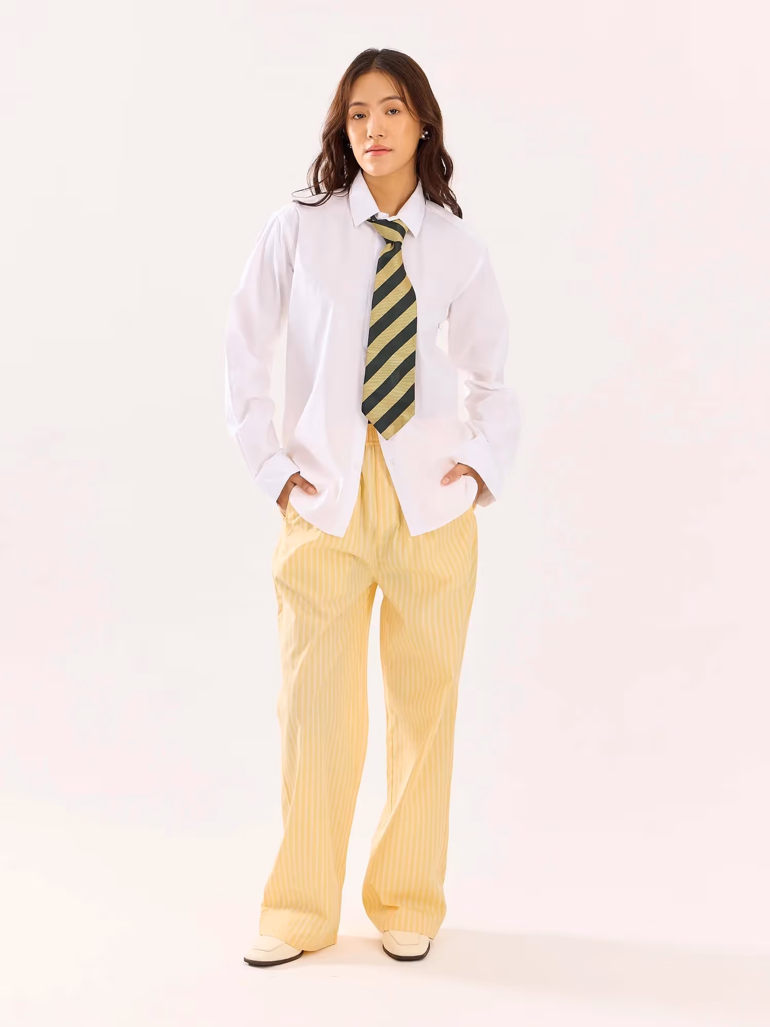 Yellow Striped Poplin Pull-on Pants image 6