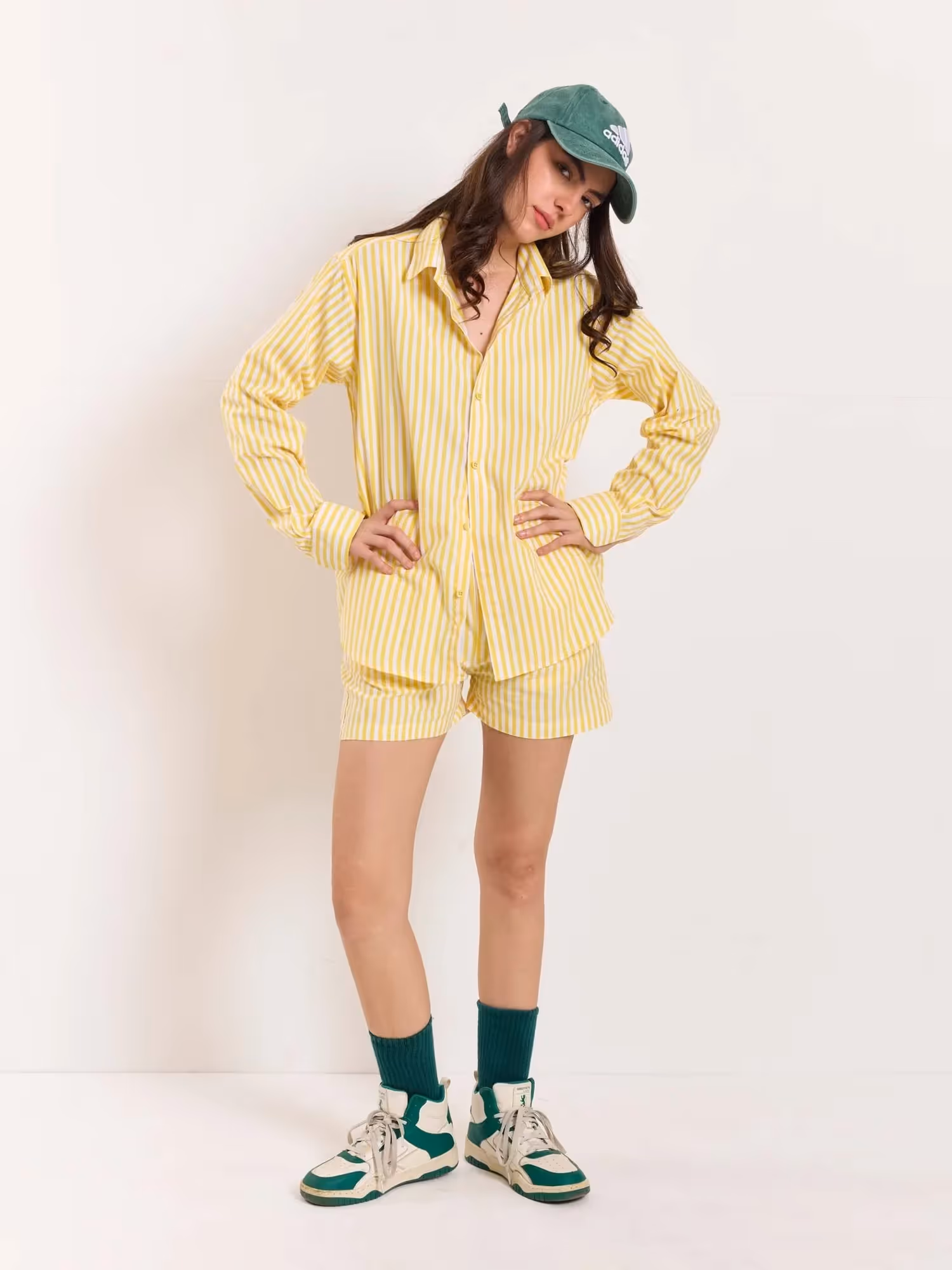 Yellow Striped Poplin Shorts image 2
