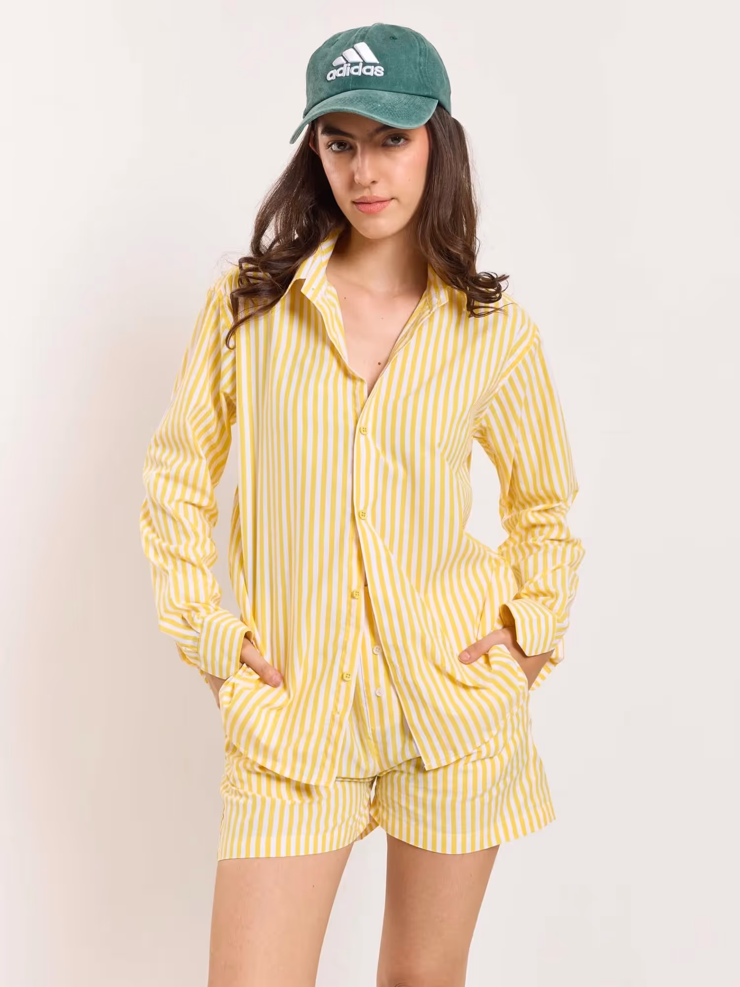 Yellow Striped Poplin Shorts image 4
