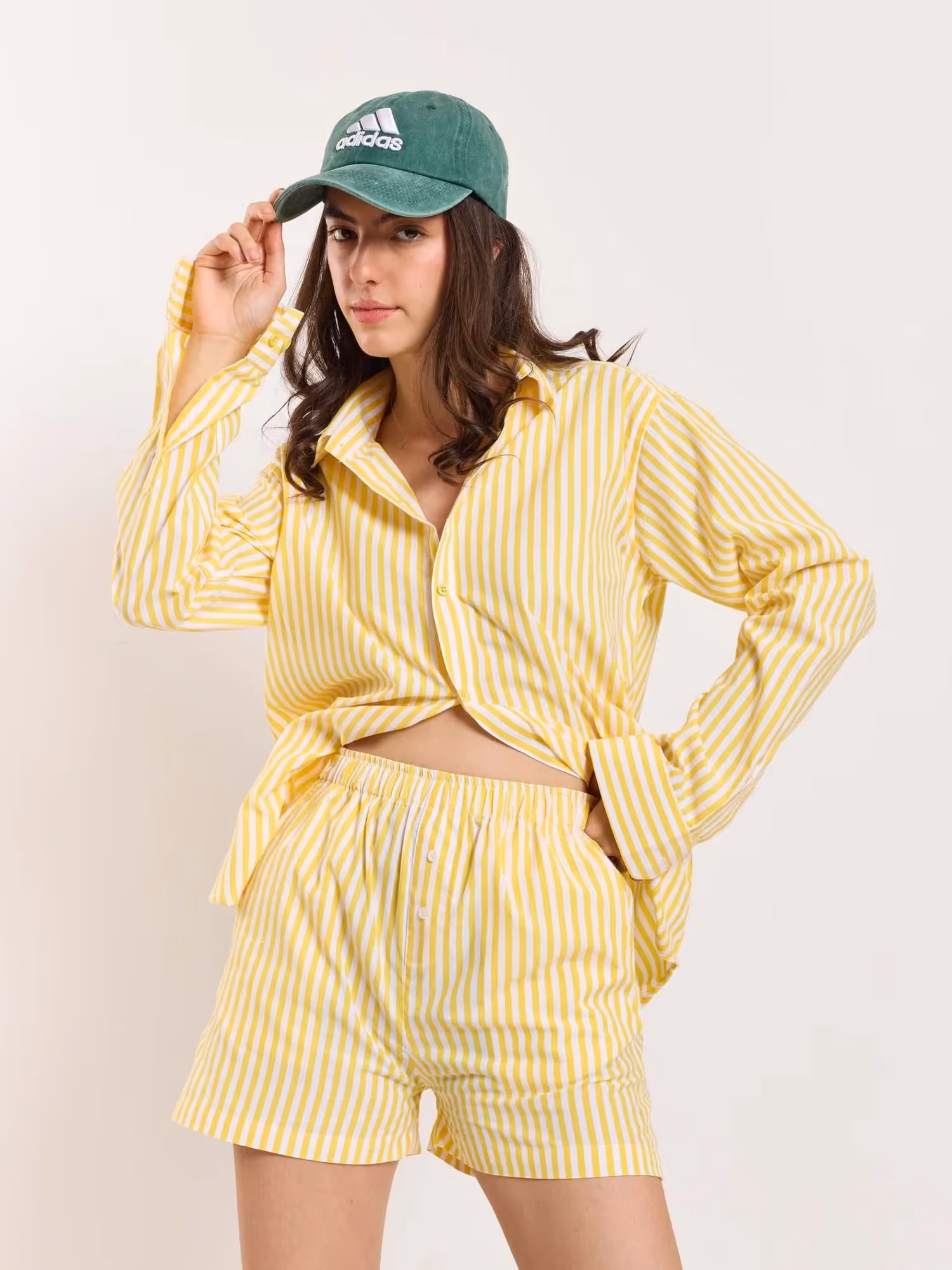 Yellow Striped Poplin Shorts image 7