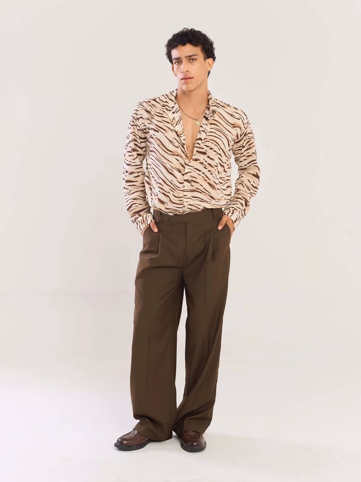 Zebra Patterned Wrinkled Shirt image 1