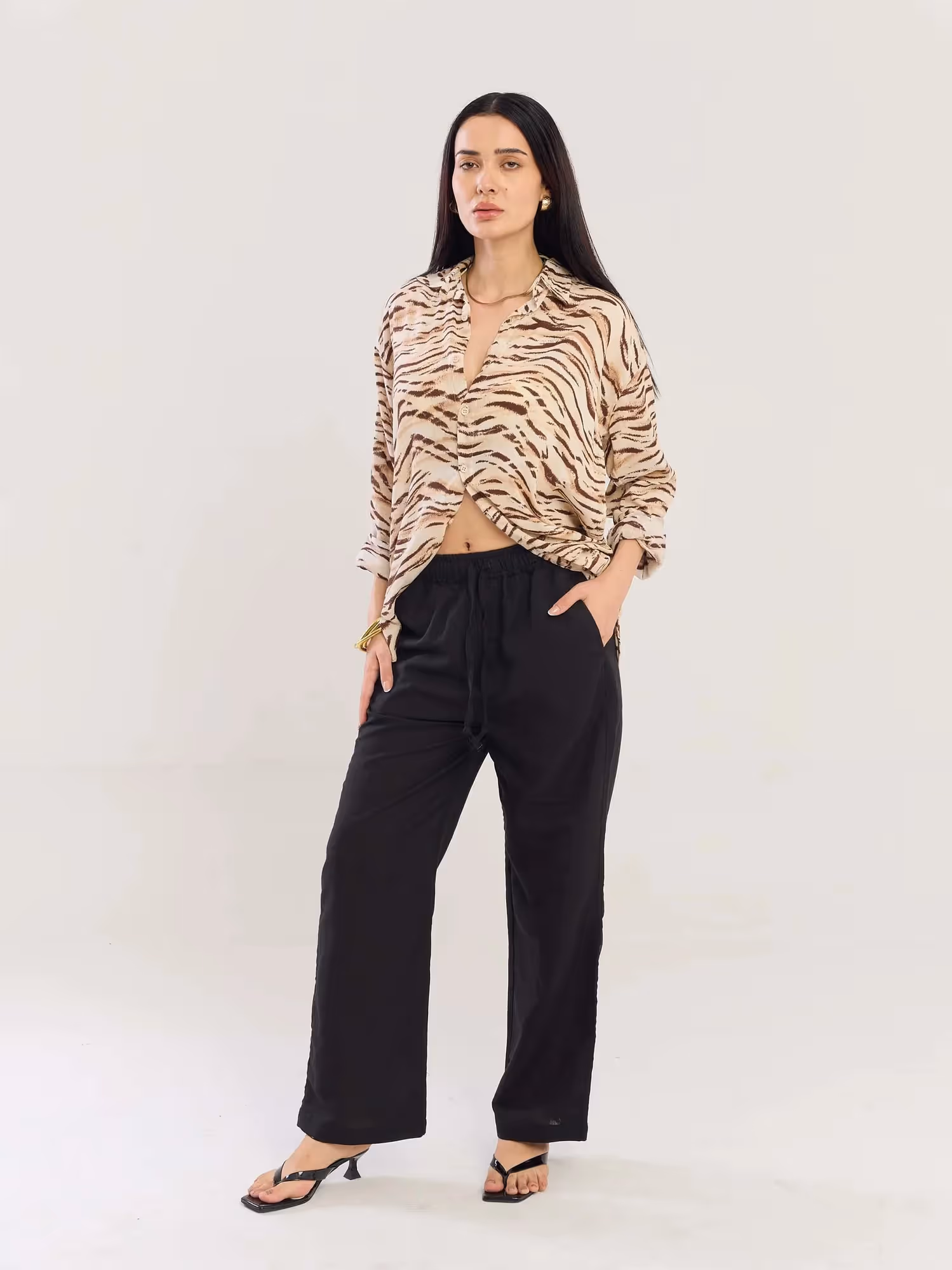 Zebra Patterned Wrinkled Shirt image 2