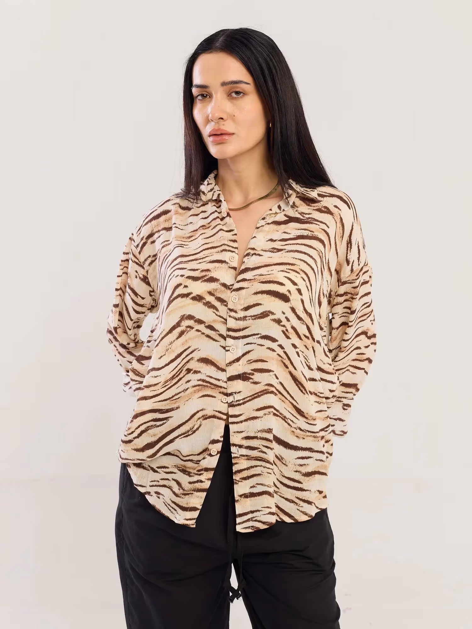 Zebra Patterned Wrinkled Shirt image 4