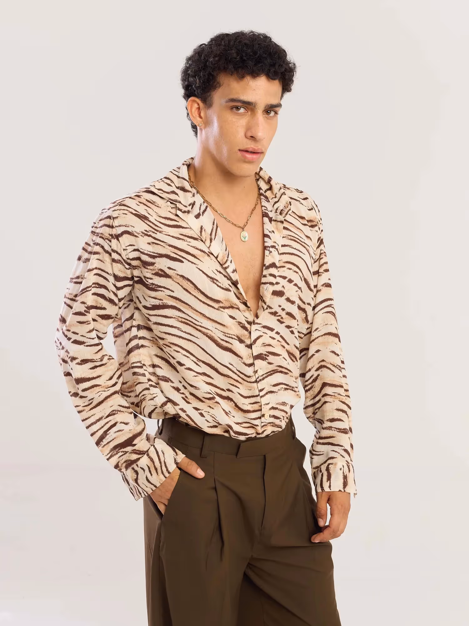 Zebra Patterned Wrinkled Shirt image 5
