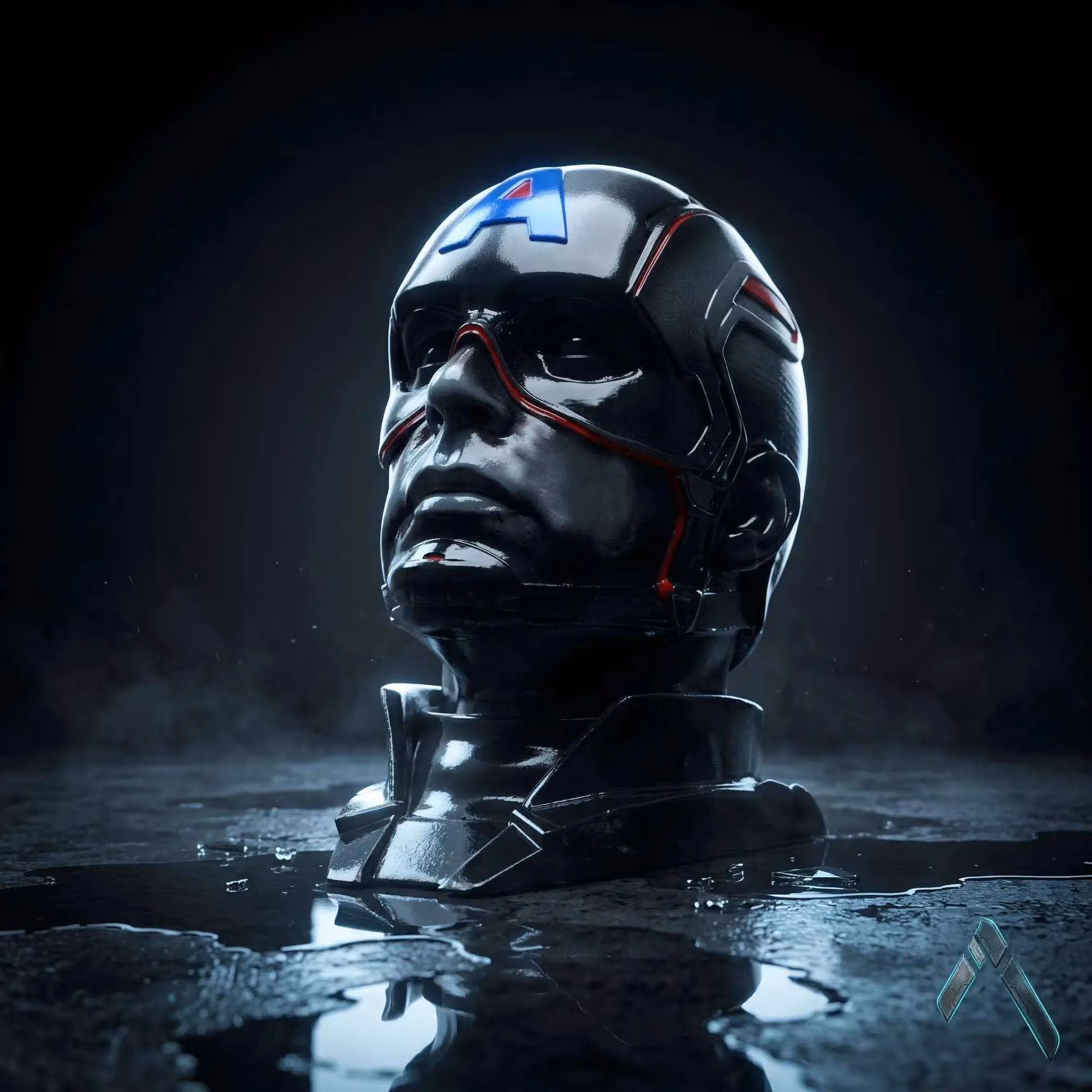 Captain America Helmet Head Bust  image 1