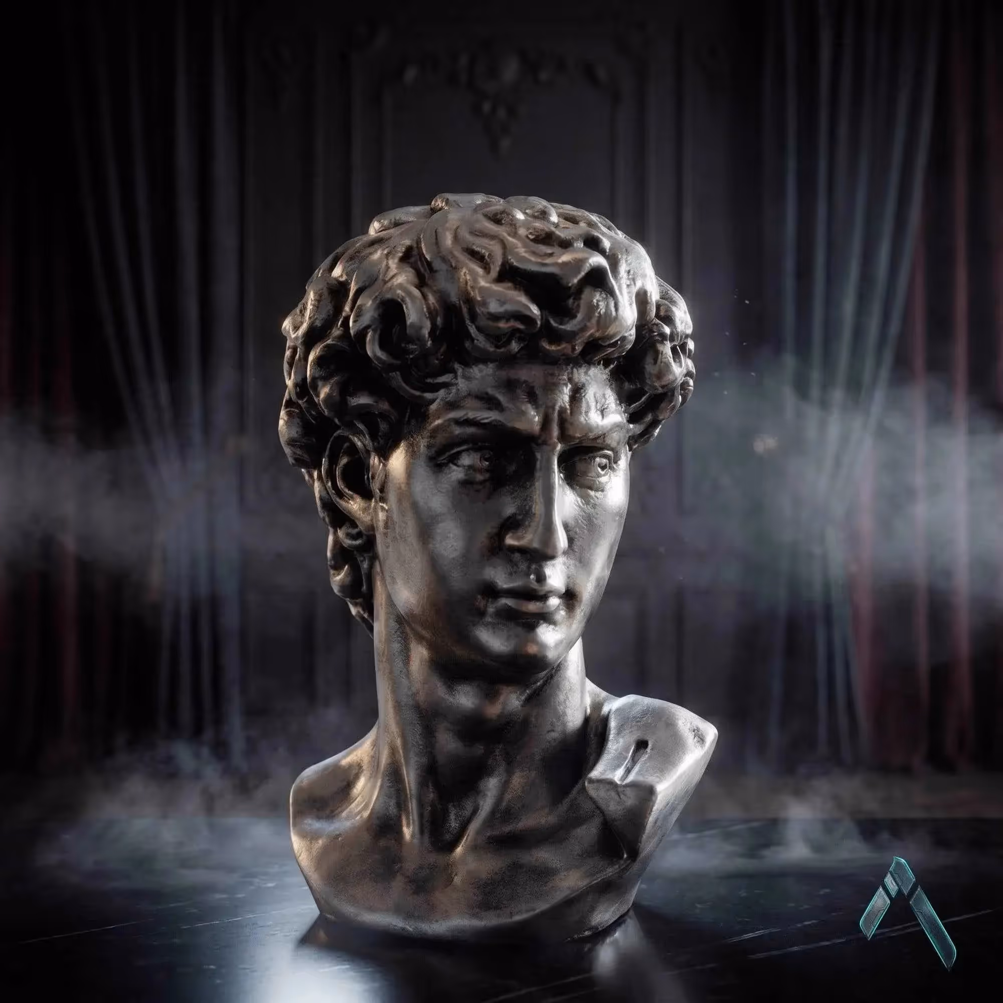 David Bust Sculpture Dark Silver  image 1