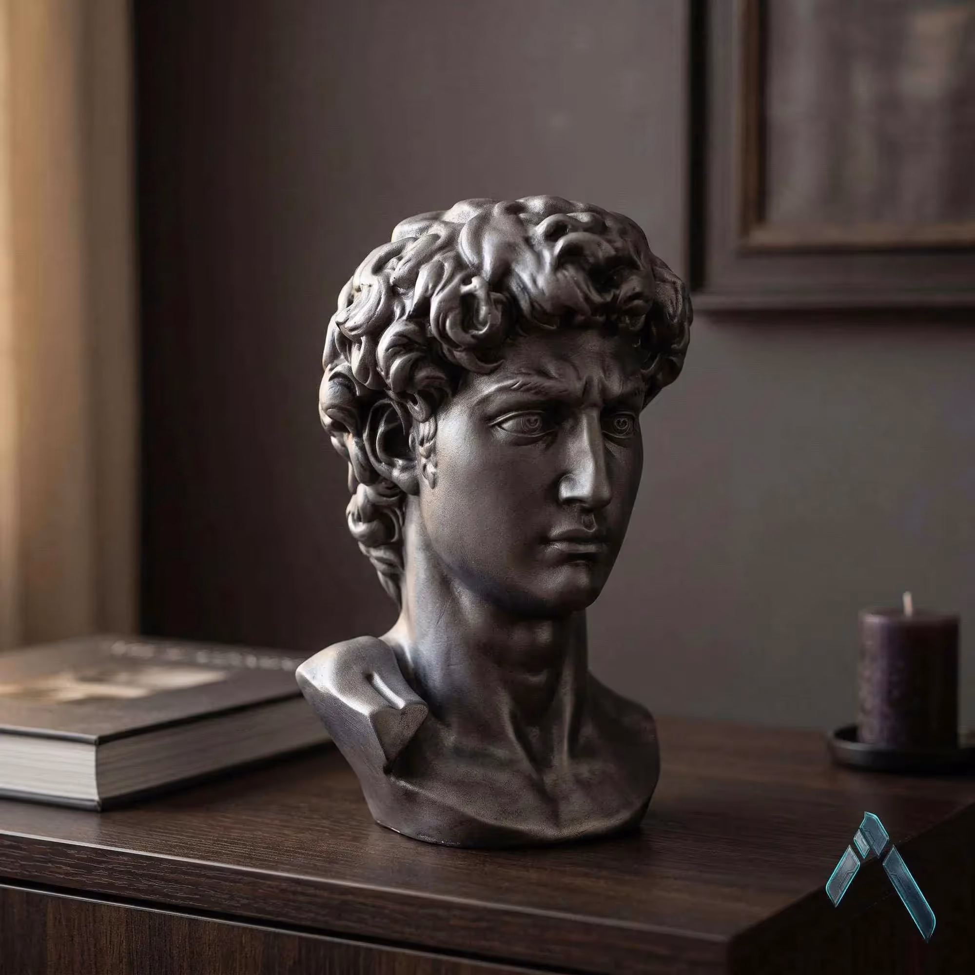 David Bust Sculpture Dark Silver image 2