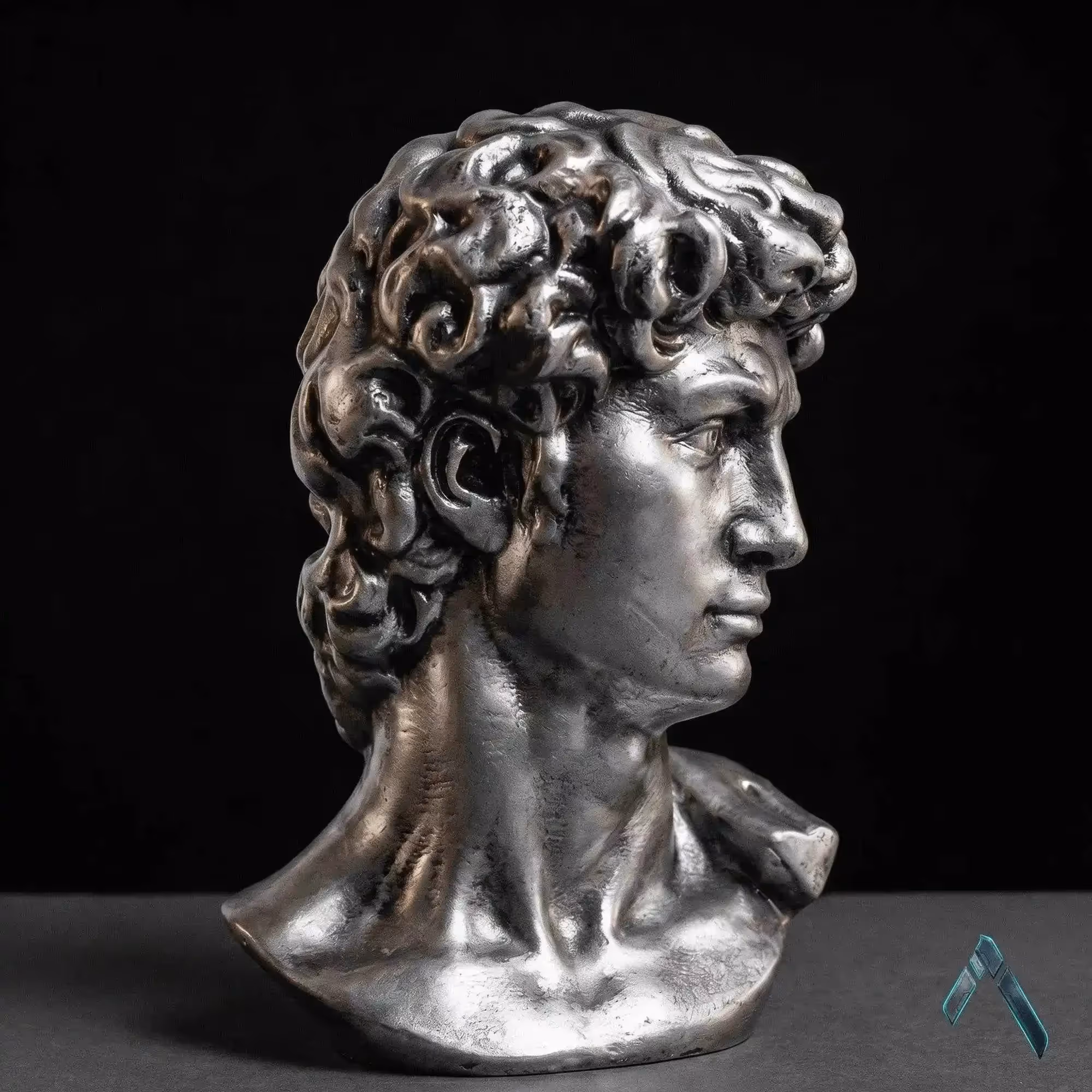 David Bust Sculpture Dark Silver image 3