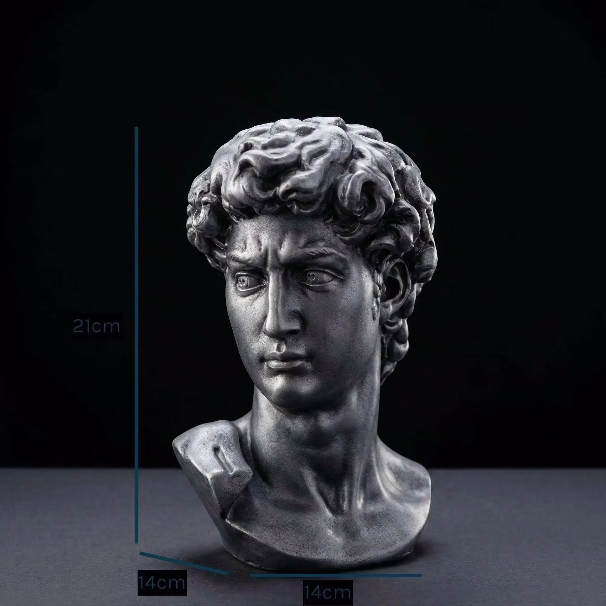 David Bust Sculpture Dark Silver image 5