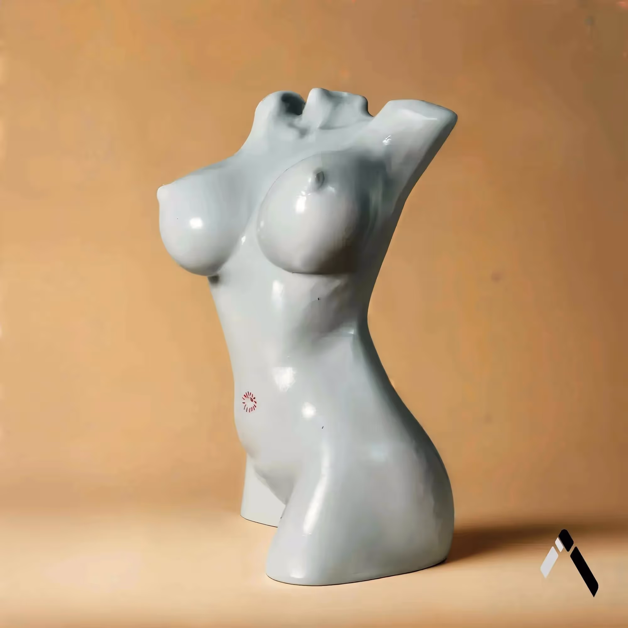 Female Torso Sculpture Grey Gloss Crystal Necklace Art  image 3