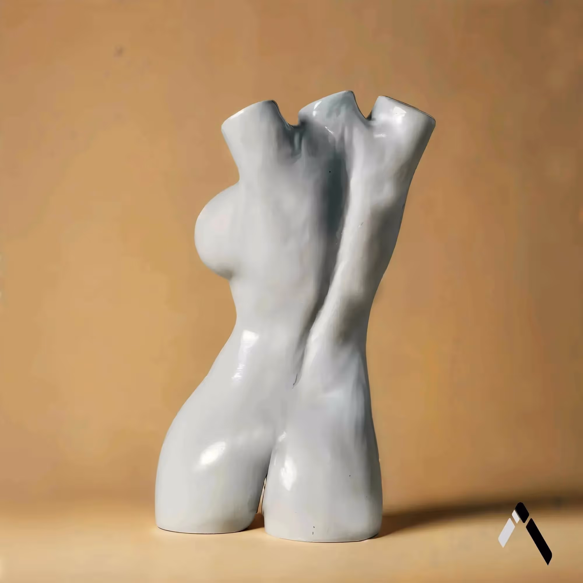 Female Torso Sculpture Grey Gloss Crystal Necklace Art  image 4