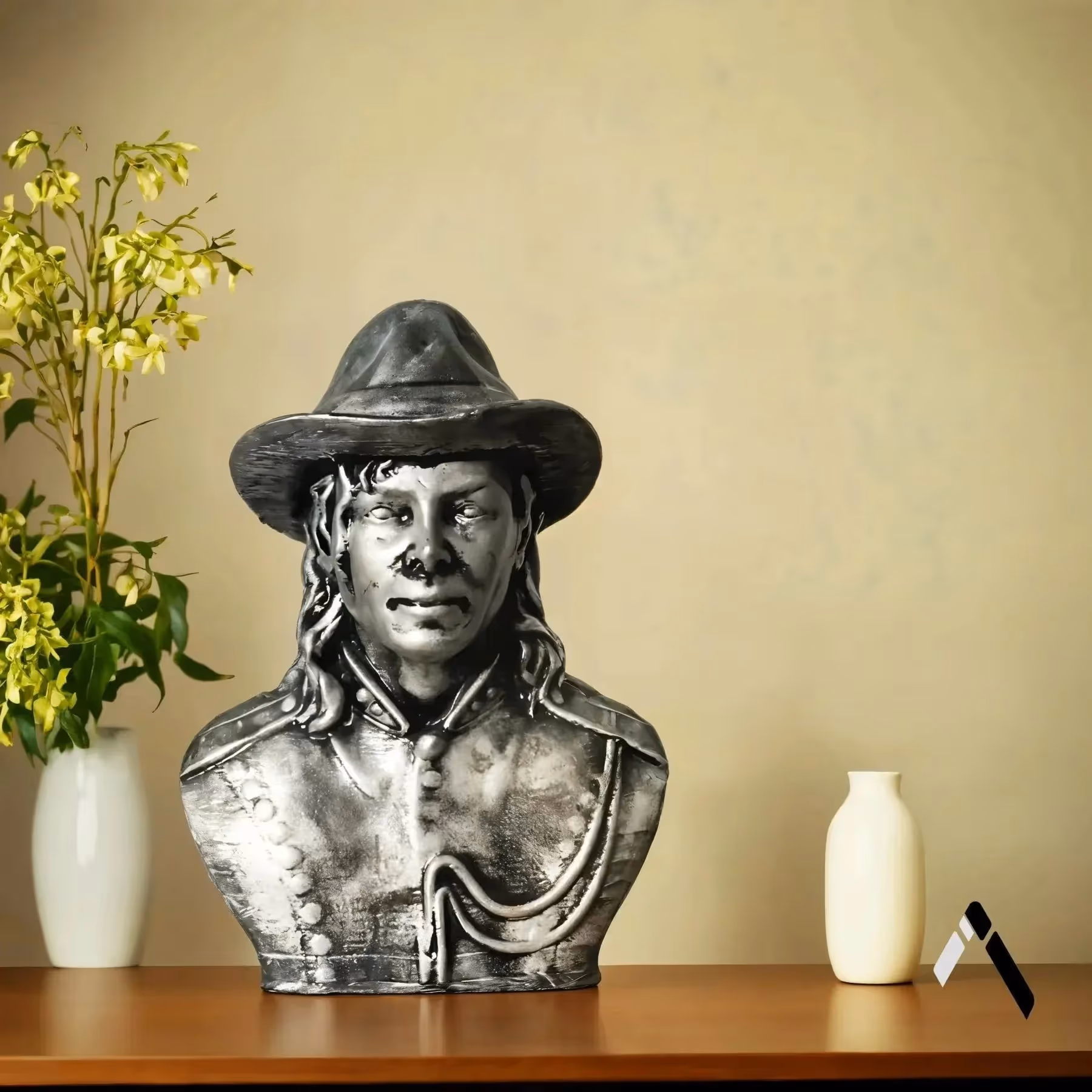 Michael Jackson Bust Sculpture Iconic Fedora Silver Finish  image 1