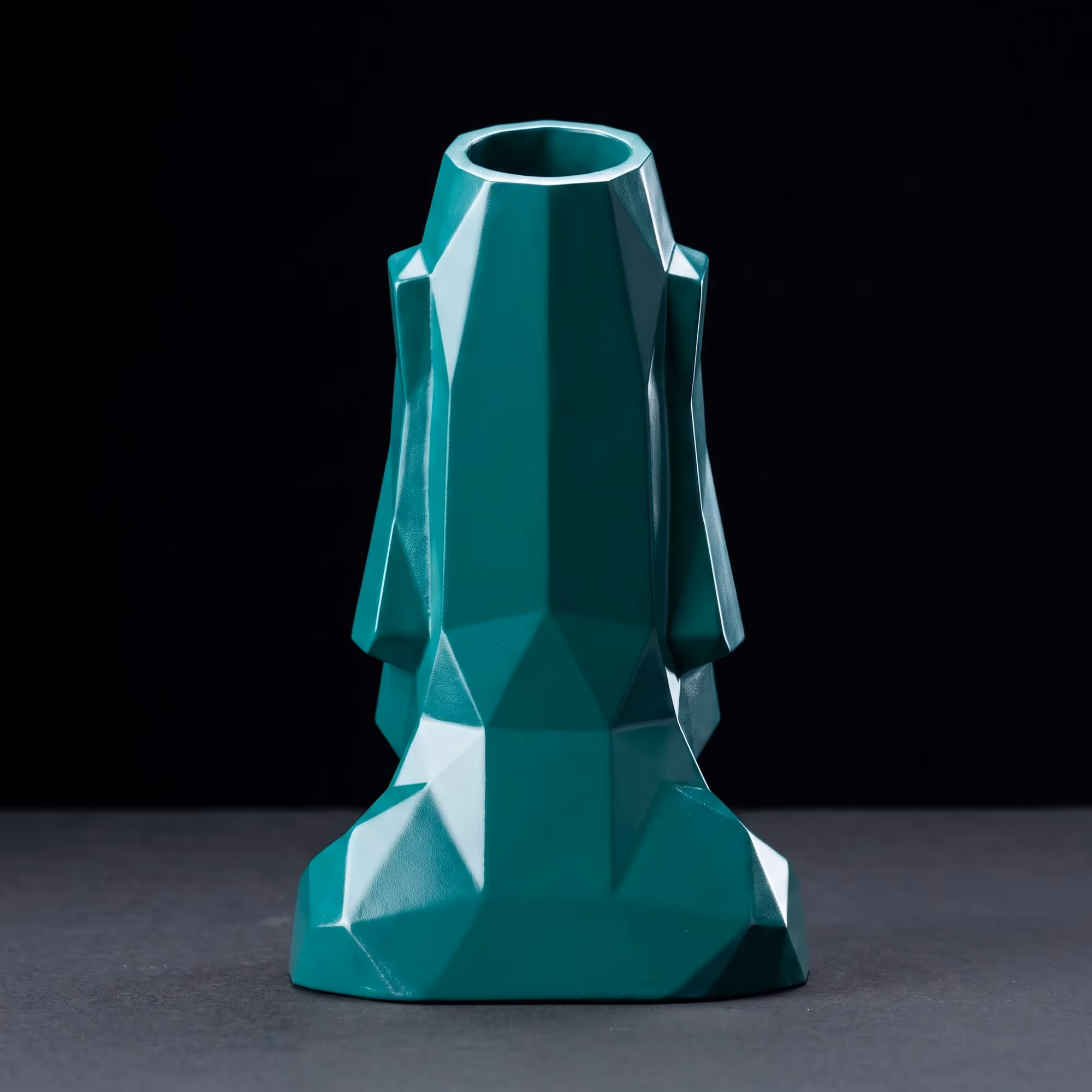 Moai Head Low Poly Geometric Statue Green image 3
