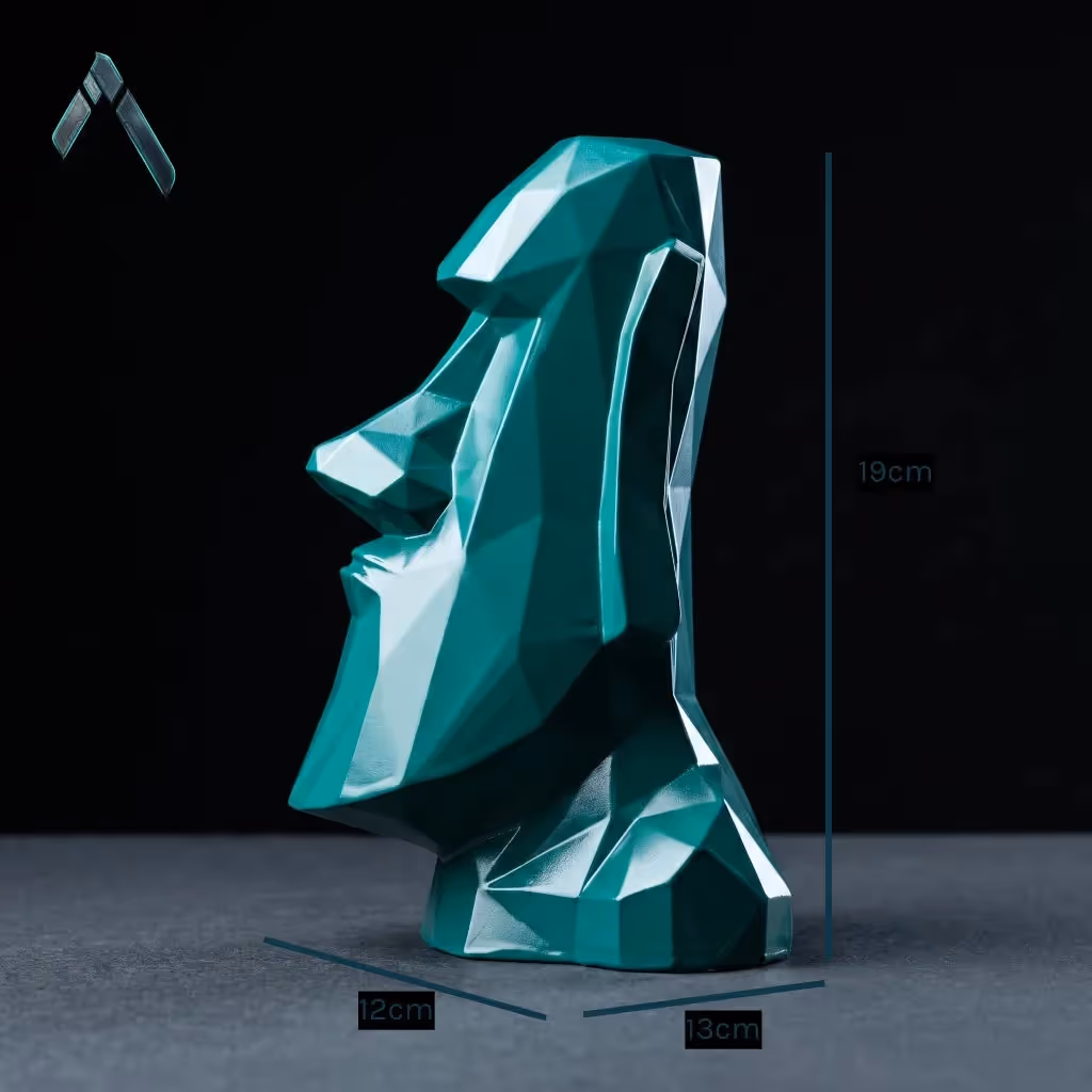 Moai Head Low Poly Geometric Statue Green image 4