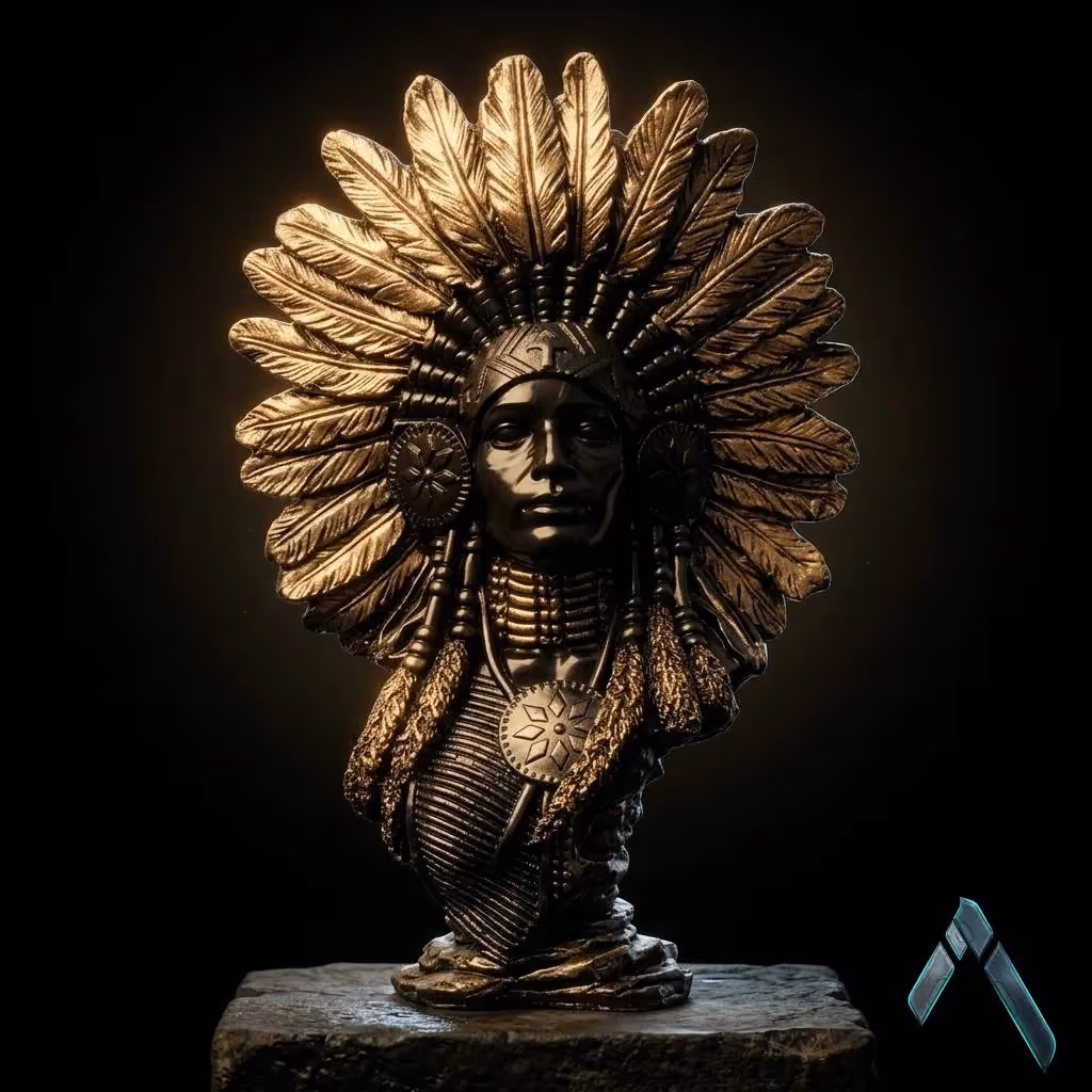 Native American Woman Bust Sculpture image 1