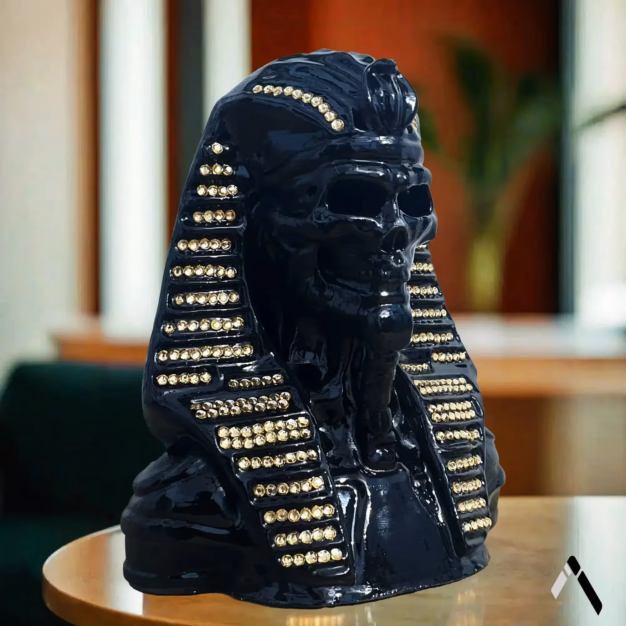 Pharaoh Skull Sculpture Black Gold  image 1