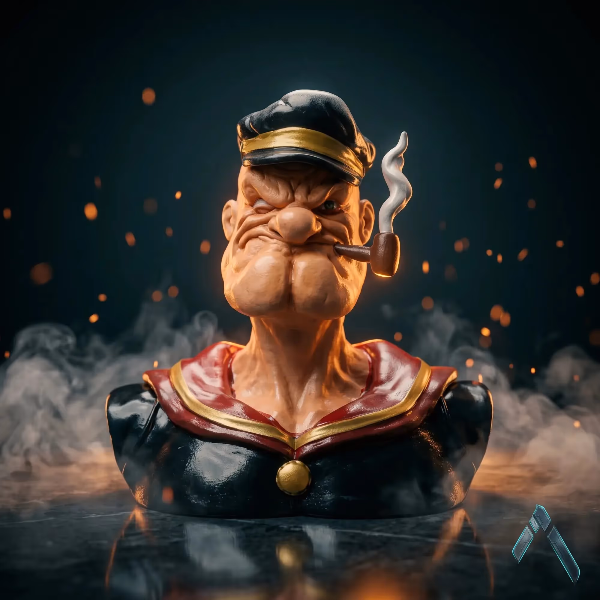 Popeye The Sailor Bust Sculpture image 1