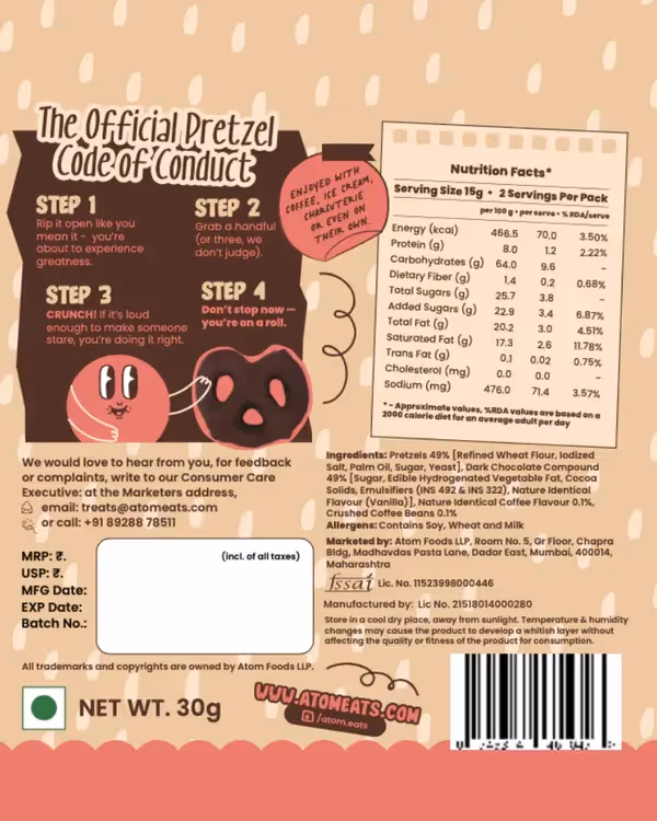 Atom Eats Dark Choco Pretzels (30G PACK) - photo 8 of 8