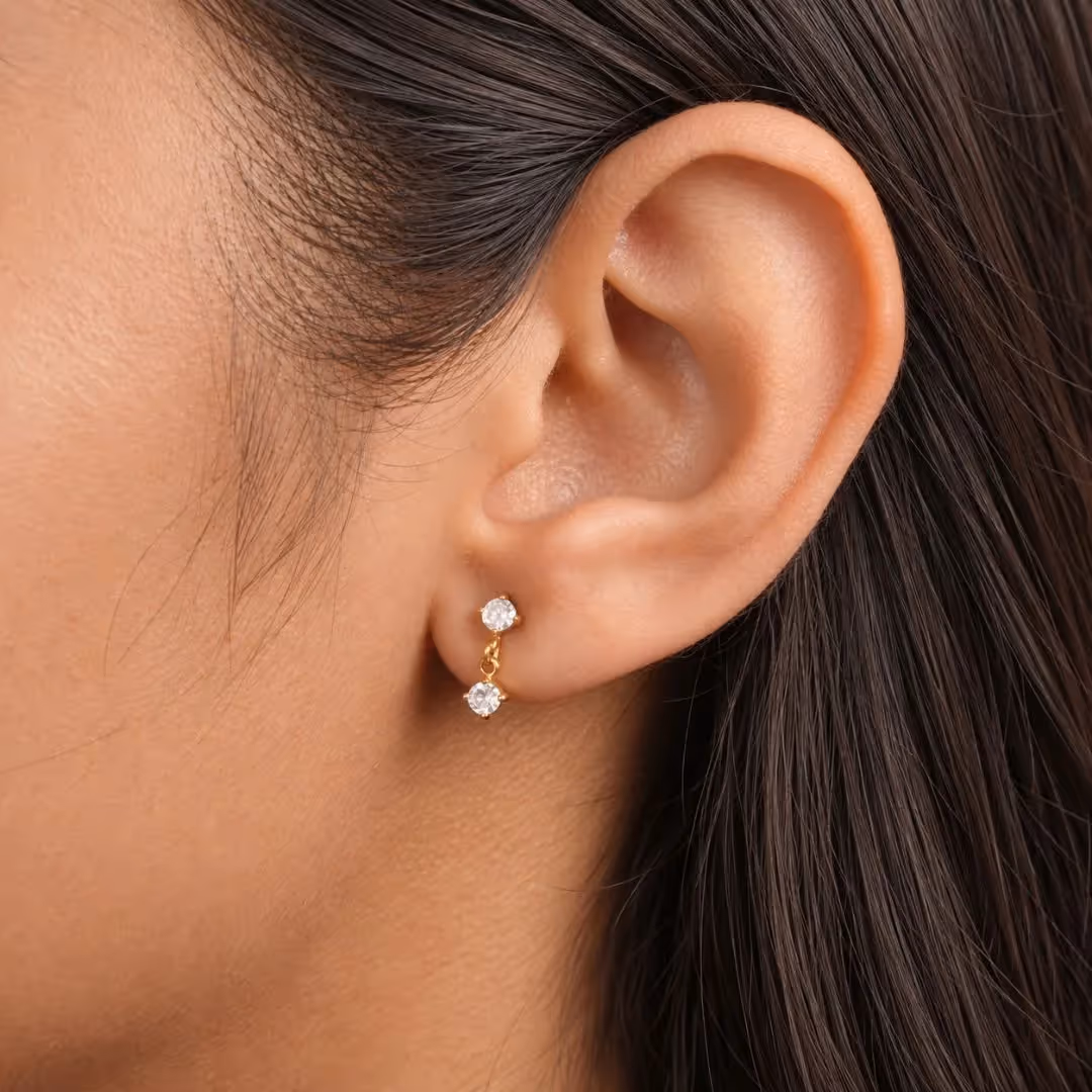 Dainty Crystal Drop Earrings image 2