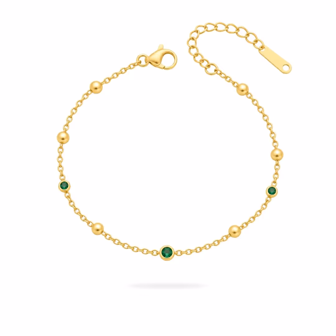 Emerald Beaded Chain Bracelet image 1