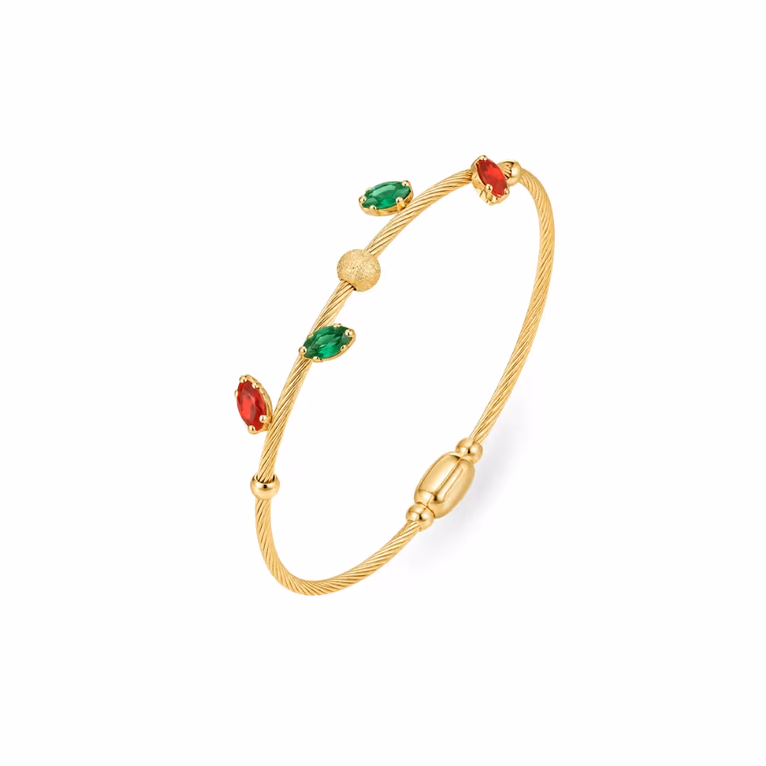Gemstone Twist Gold Bangle image 1
