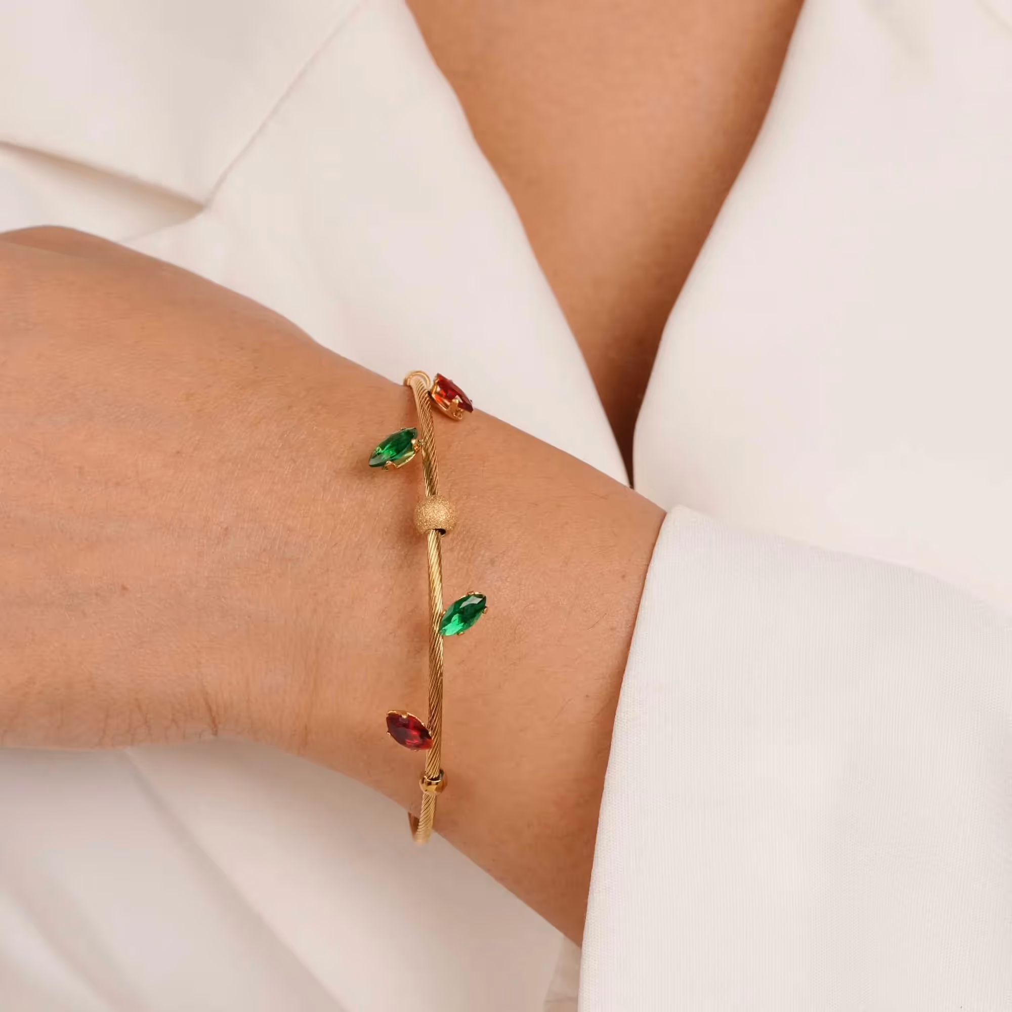 Gemstone Twist Gold Bangle  image 2
