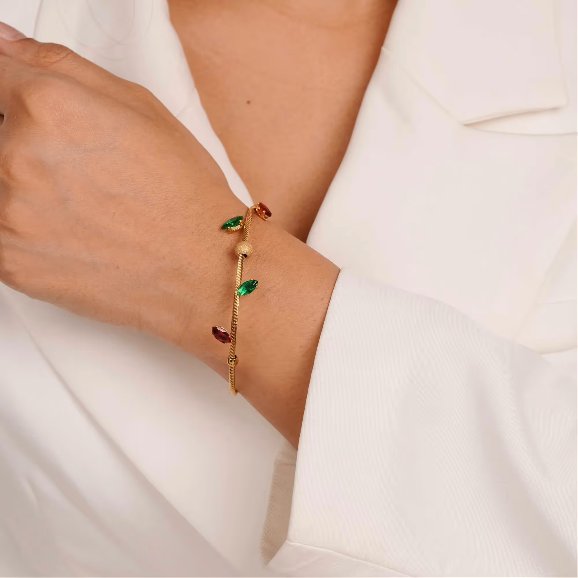 Gemstone Twist Gold Bangle  image 3