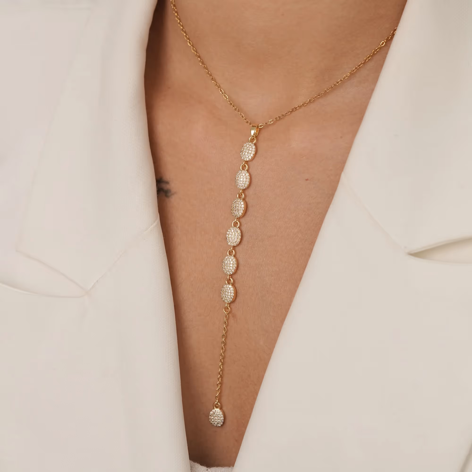 Oval Pave Lariat Necklace  image 3