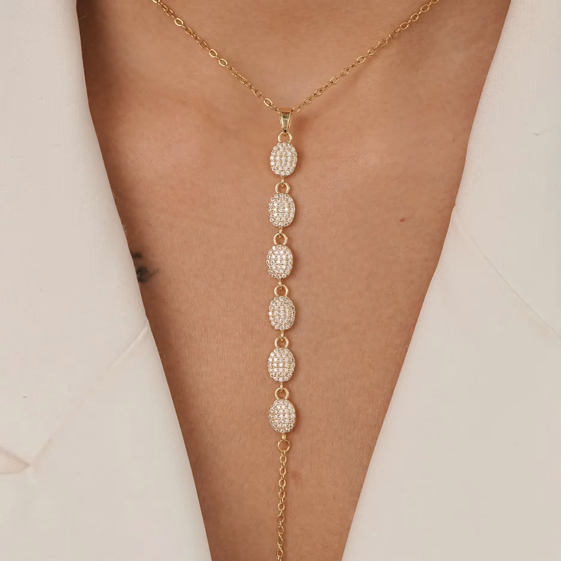 Oval Pave Lariat Necklace  image 4