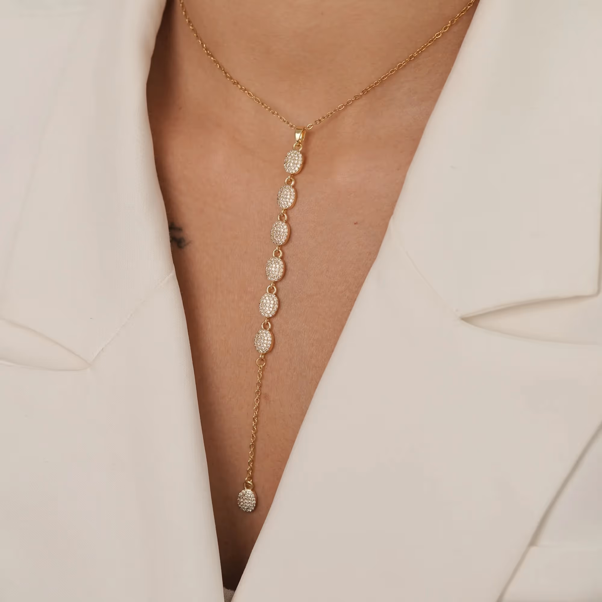 Oval Pave Lariat Necklace  image 5