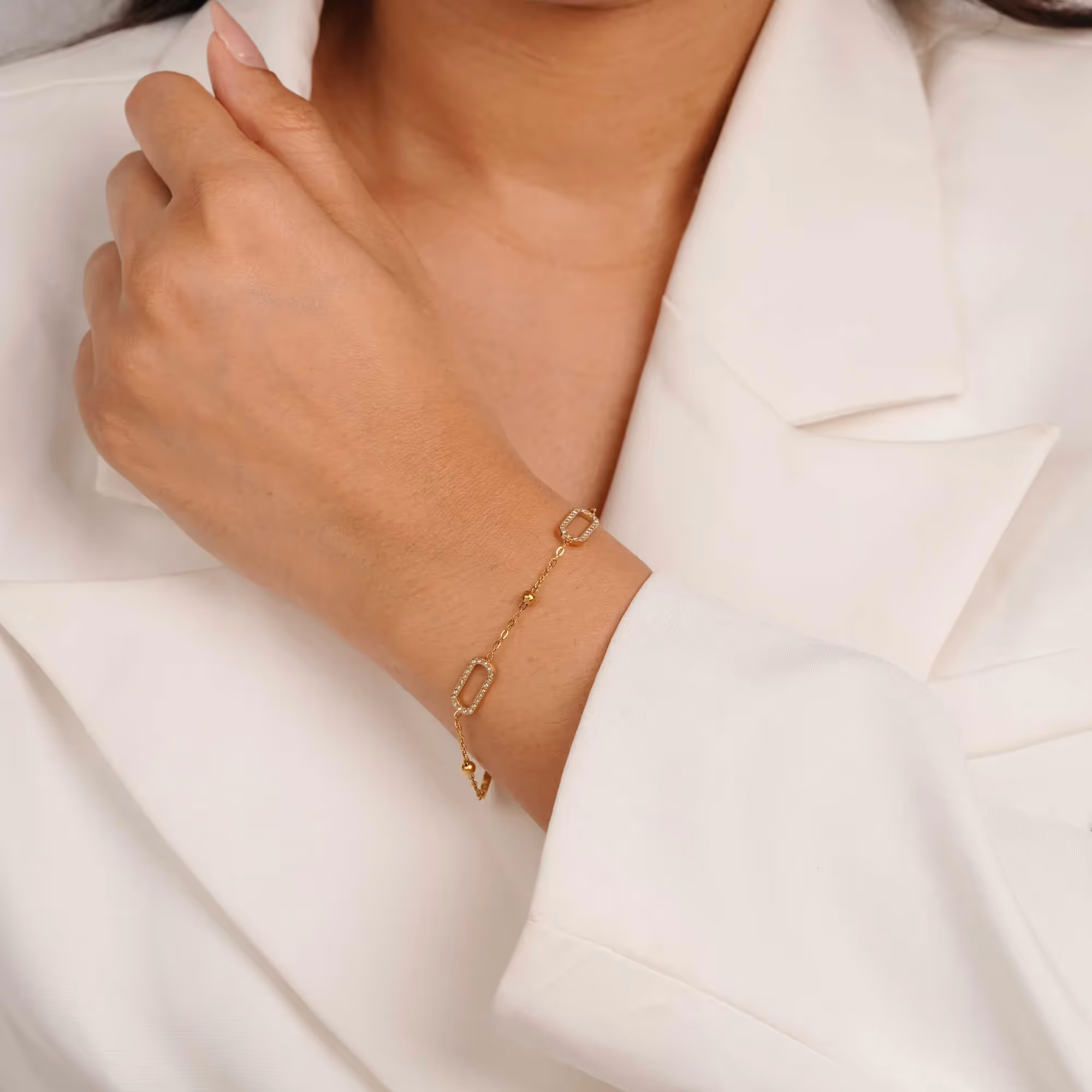 Pave Oval Link Bracelet image 2