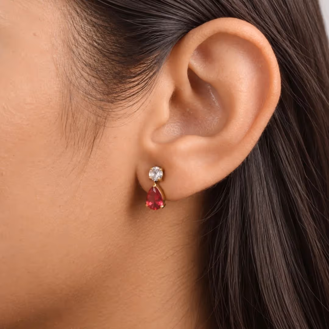 Ruby Teardrop Earrings image 3