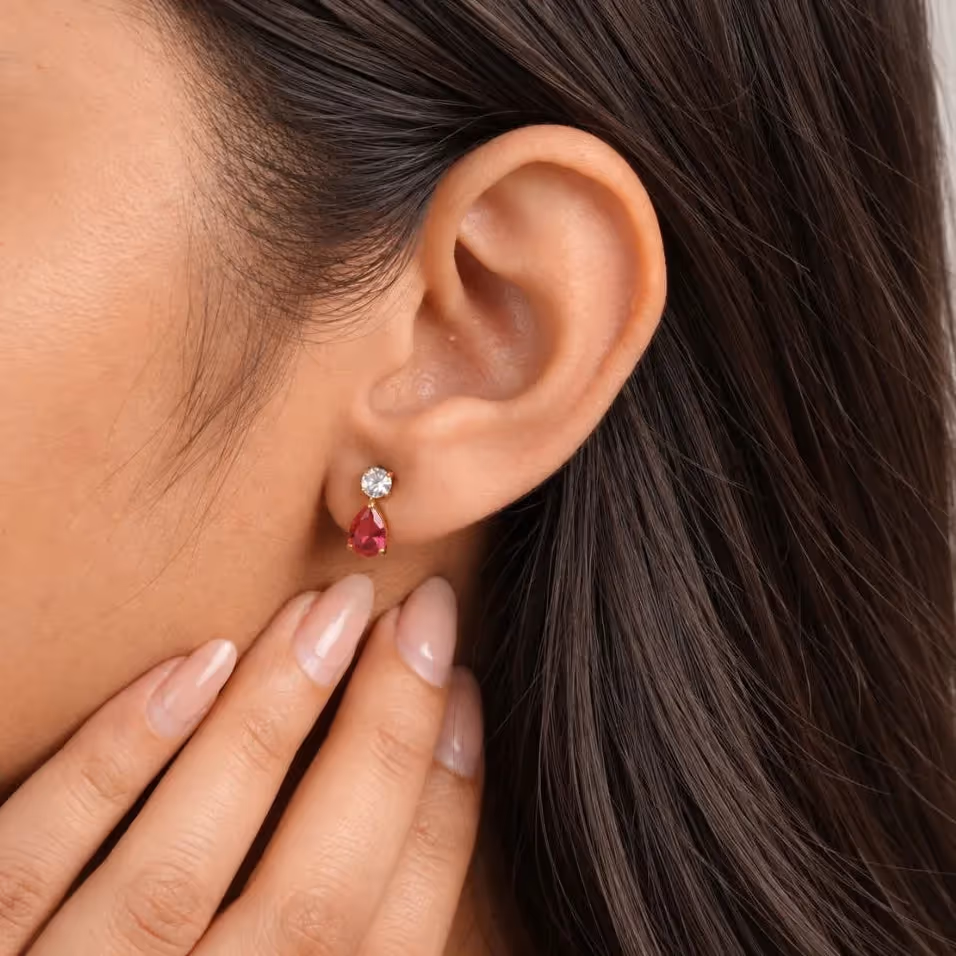 Ruby Teardrop Earrings image 4