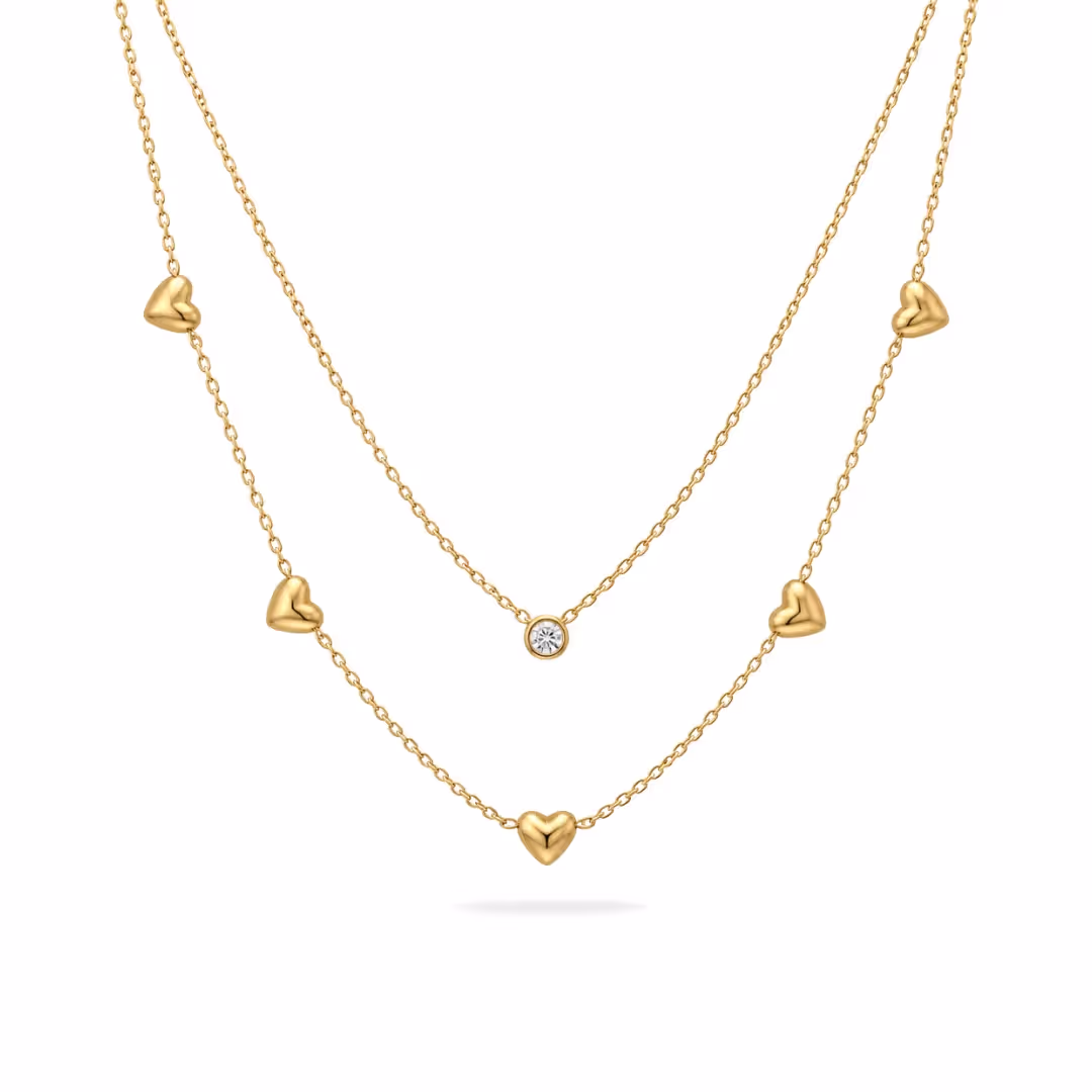 Solitaire Hearty Layered Necklace  image 1