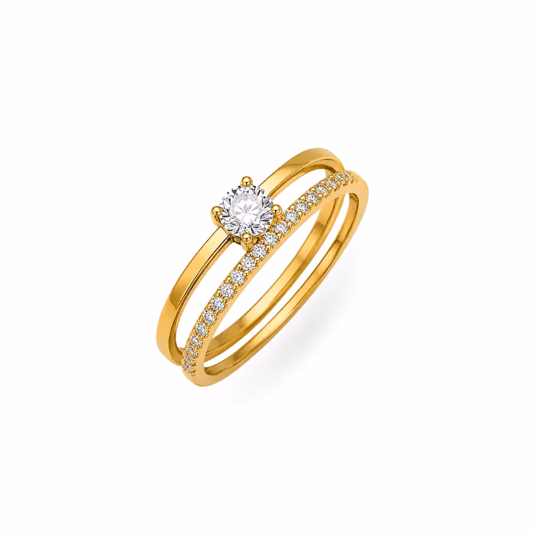 Solitaire Pave Ring  image 1