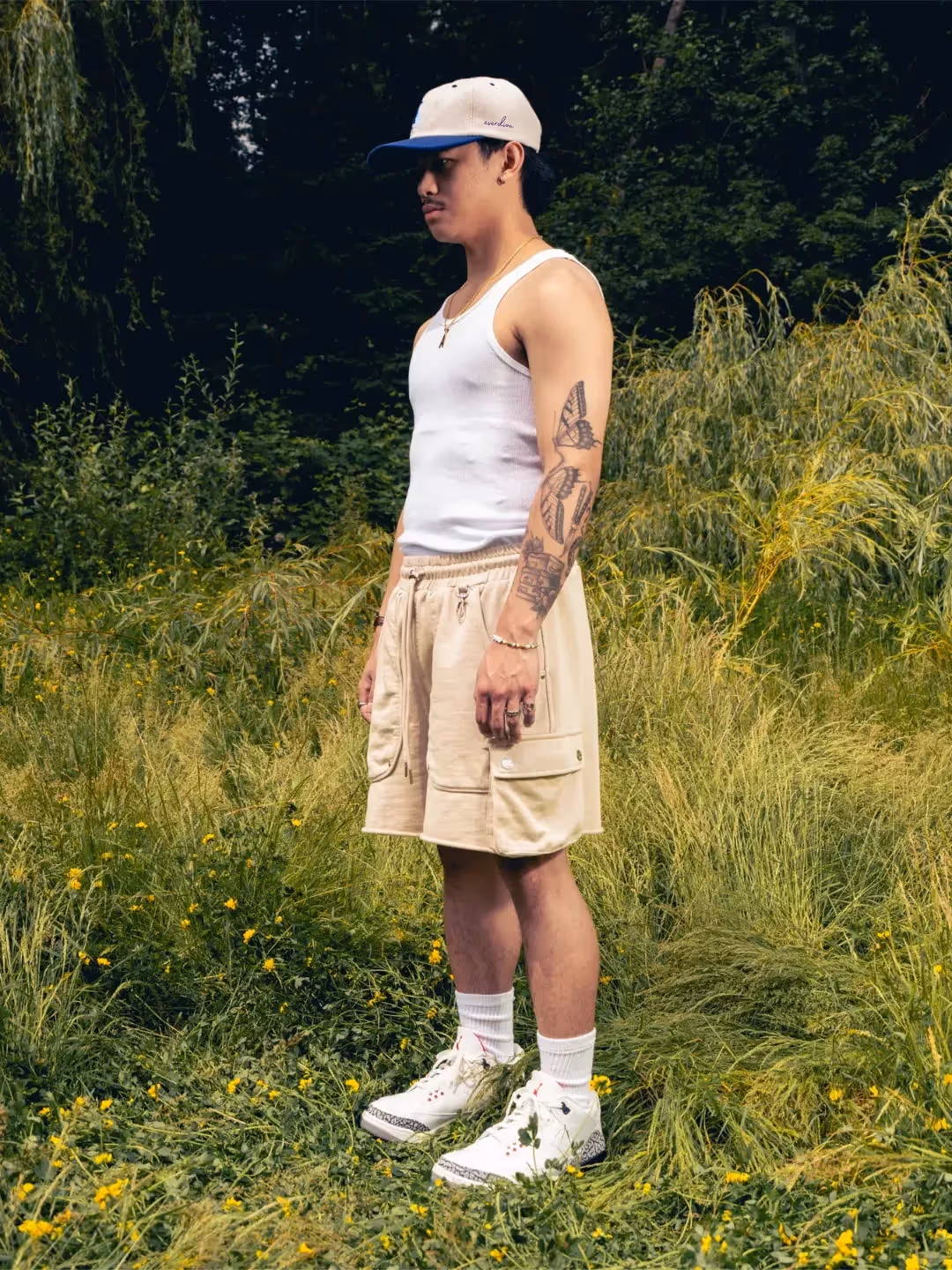 Beige Cargo Sweat Shorts image 4