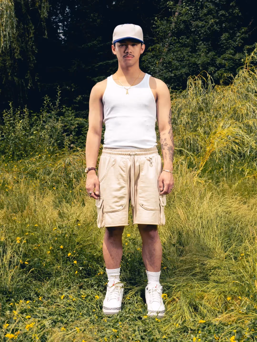 Beige Cargo Sweat Shorts image 5