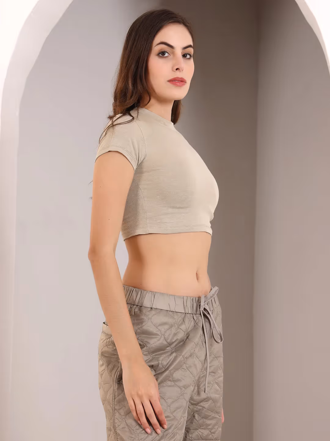 Beige Crop Tee image 3
