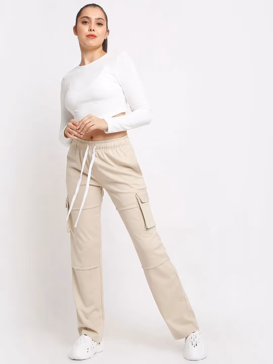 Beige Utility Cargo Pants image 1
