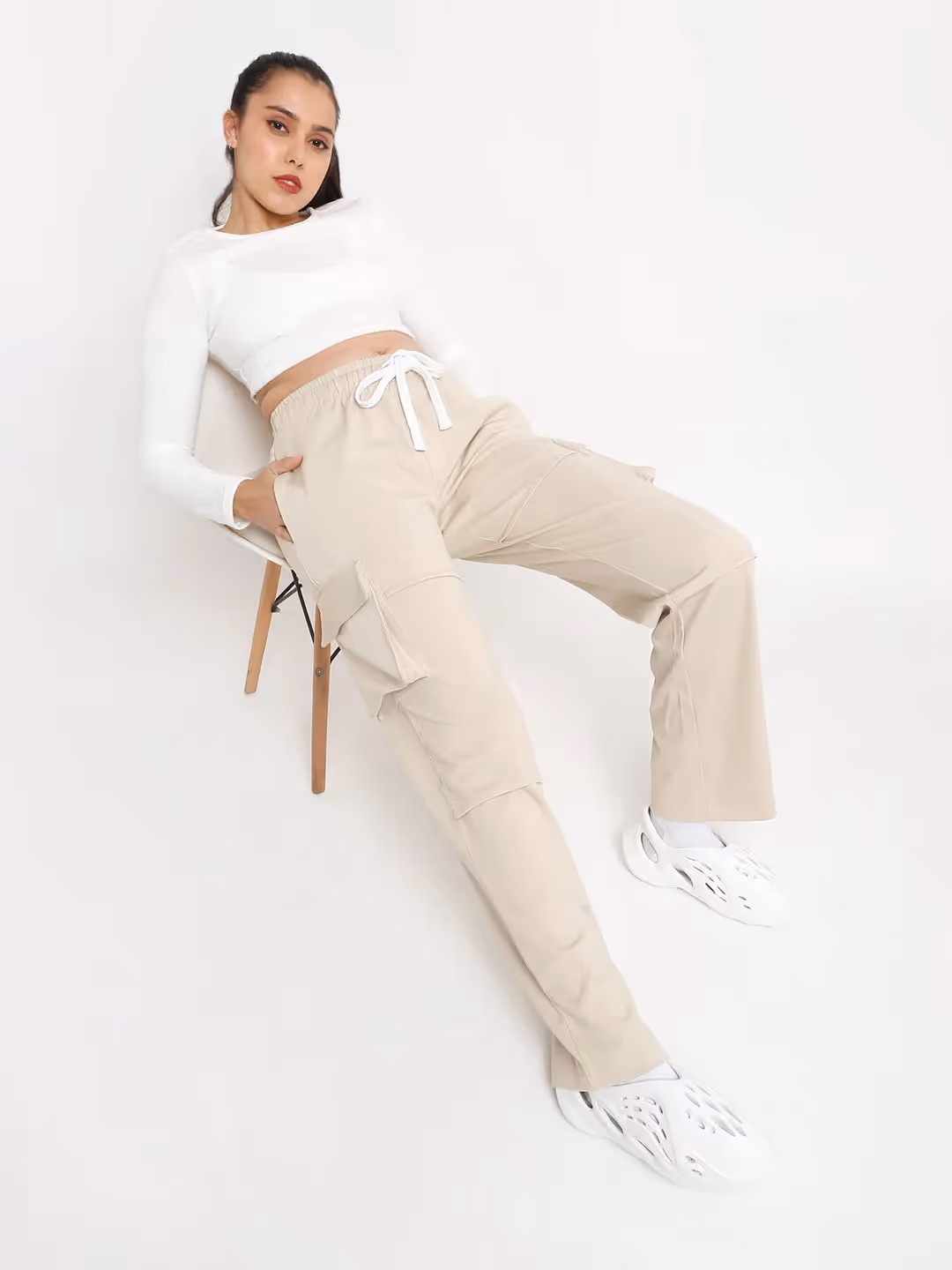 Beige Utility Cargo Pants image 6