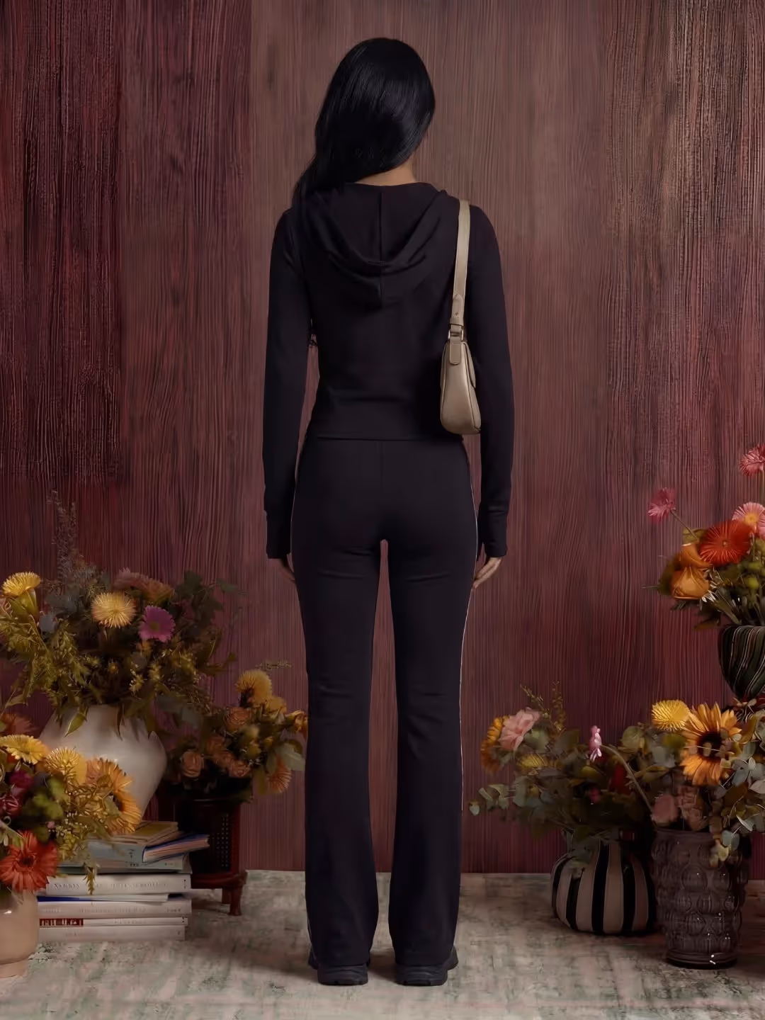 Black Contrast Stitch Tracksuit image 2