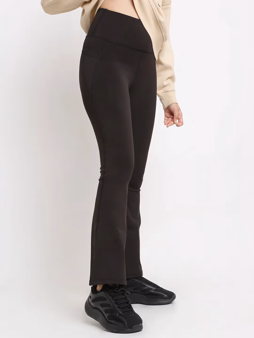 Black Flare High Waisted Essential Pants image 1